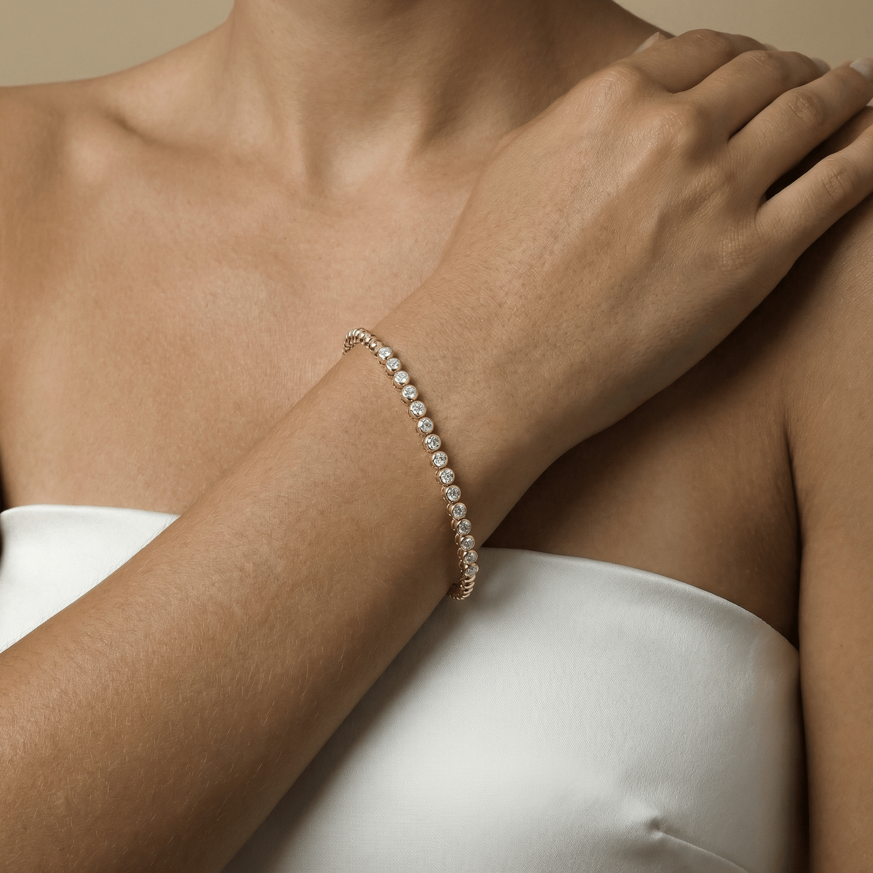 1 CTW Bezel Set Lab - Grown Diamond Tennis Bracelet in Sterling Silver - Bracelets