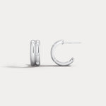 Lab - grown Diamond Half Hoop Stud Earrings in Sterling Silver - Earrings