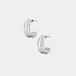 Lab - grown Diamond Half Hoop Stud Earrings in Sterling Silver - Earrings