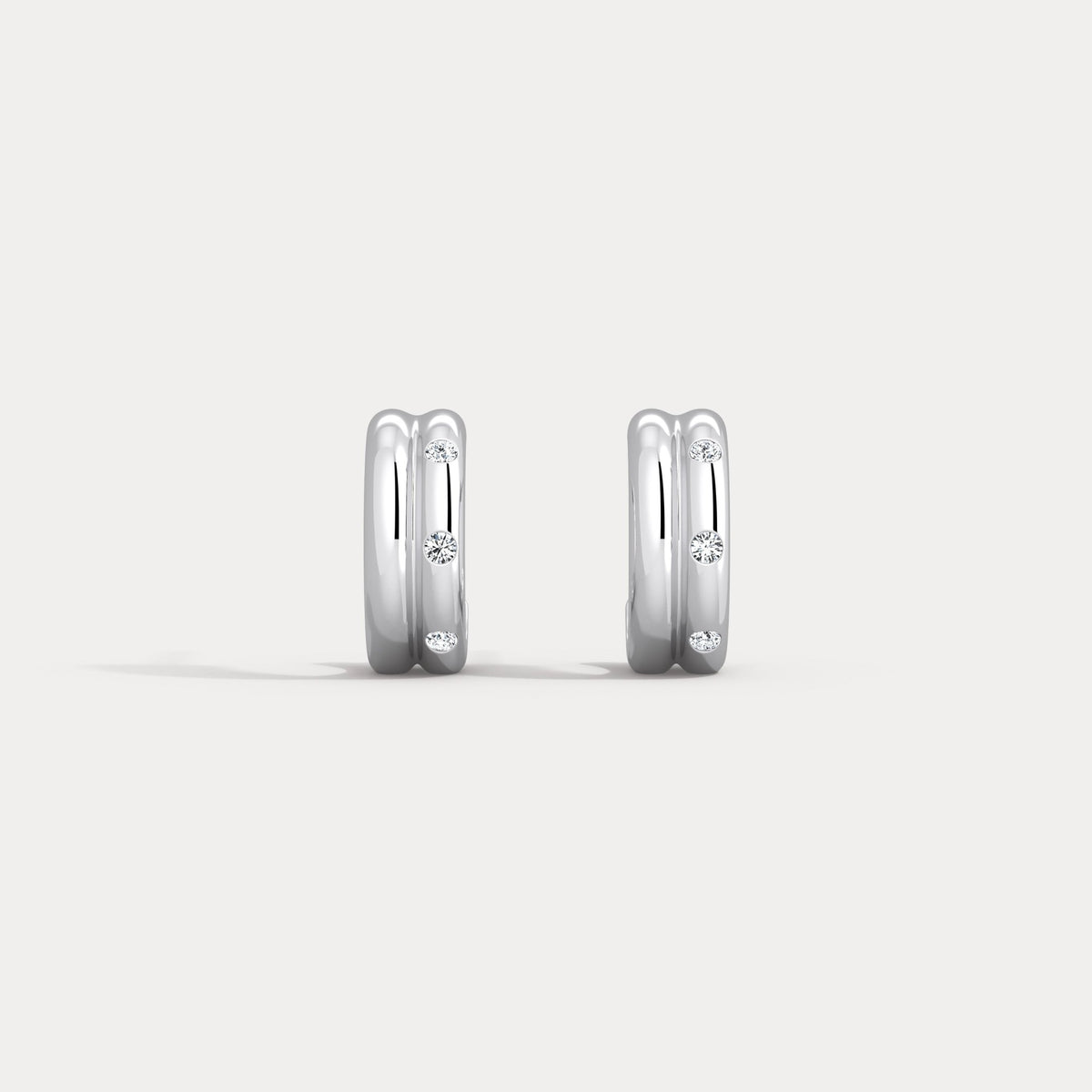 Lab - grown Diamond Half Hoop Stud Earrings in Sterling Silver - Earrings