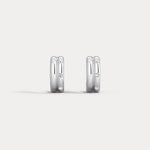 Lab - grown Diamond Half Hoop Stud Earrings in Sterling Silver - Earrings
