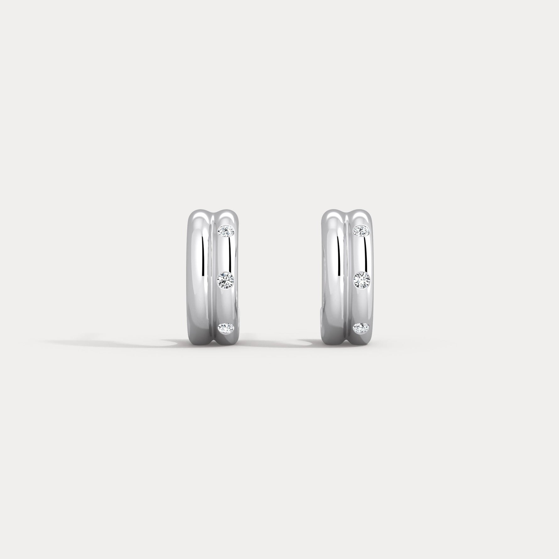 Lab - grown Diamond Half Hoop Stud Earrings in Sterling Silver - Earrings