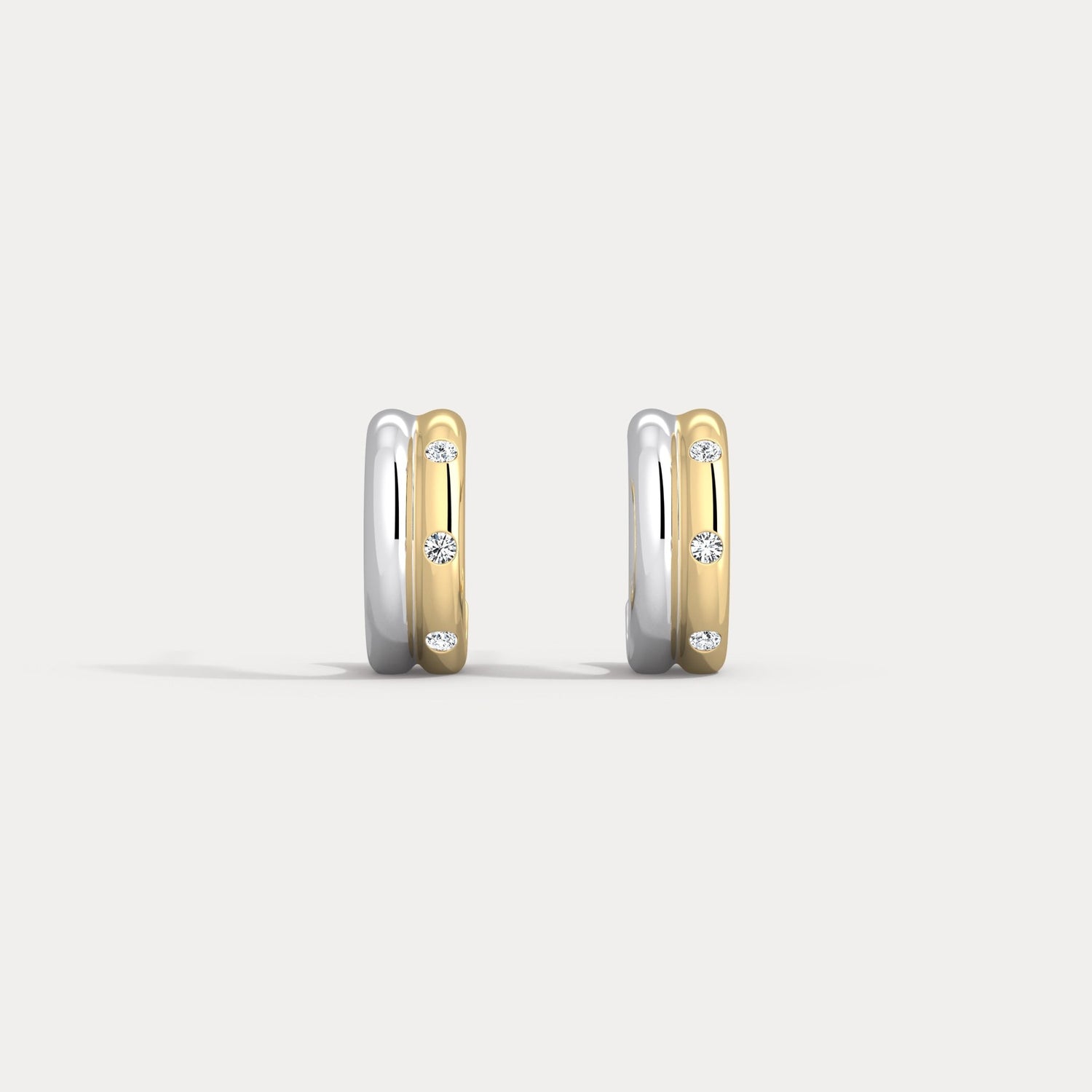 Lab - grown Diamond Half Hoop Stud Earrings in Sterling Silver - Earrings