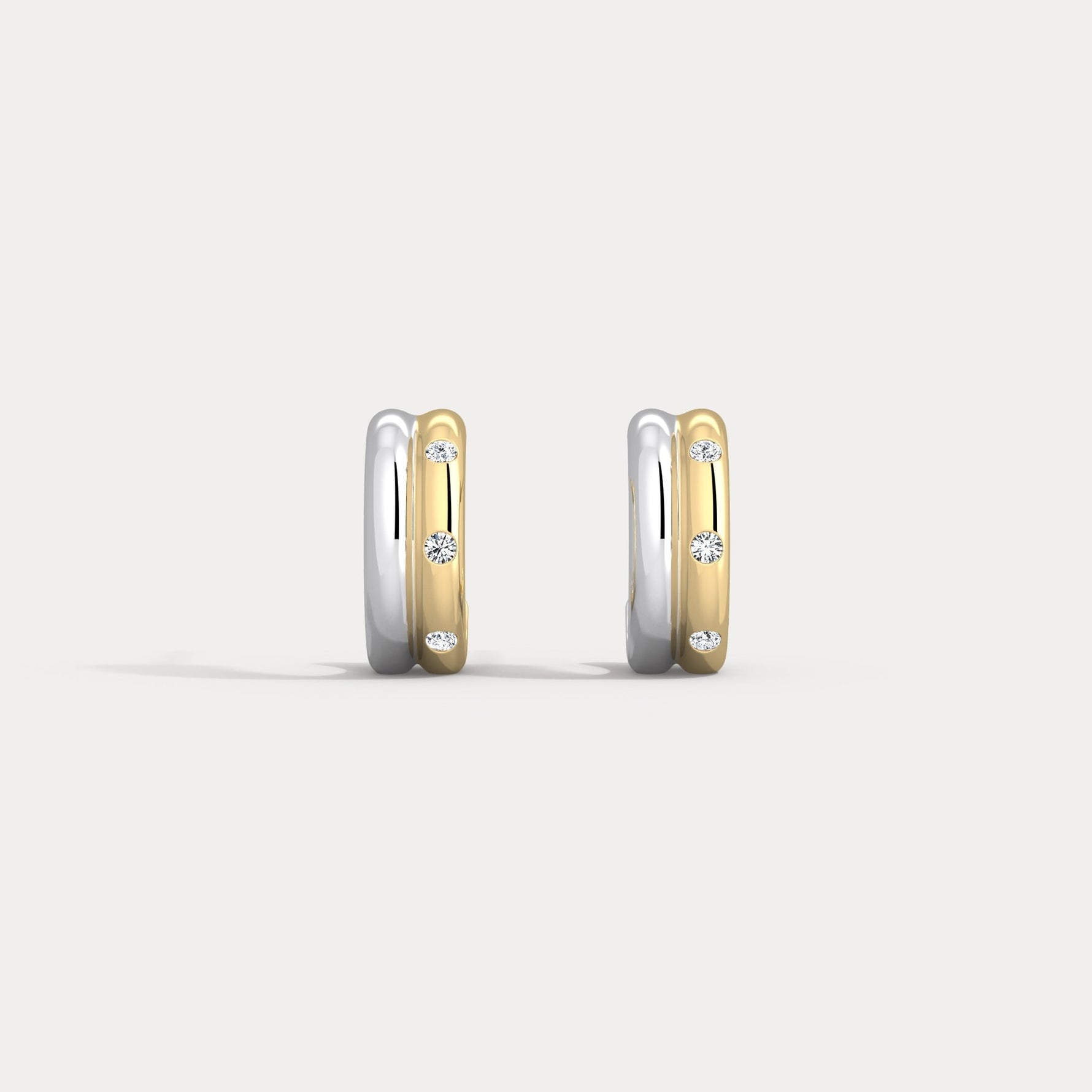 Lab - grown Diamond Half Hoop Stud Earrings in Sterling Silver - Earrings