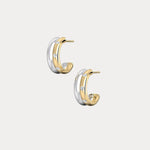 Lab - grown Diamond Half Hoop Stud Earrings in Sterling Silver - Earrings