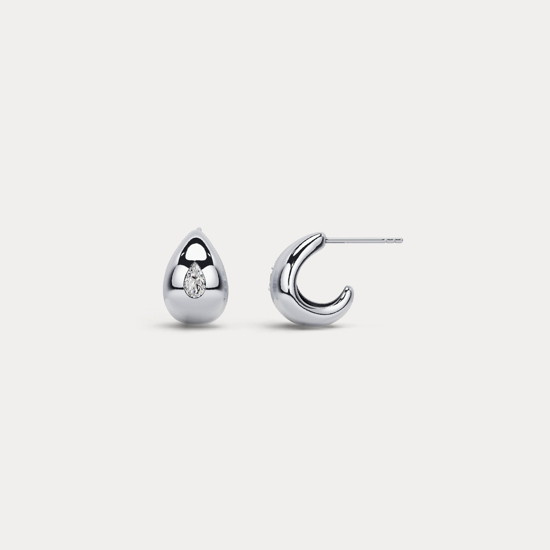 Pear Lab - Grown Diamond Sculptural Huggie Earrings in 925 Sterling Silver - Earrings