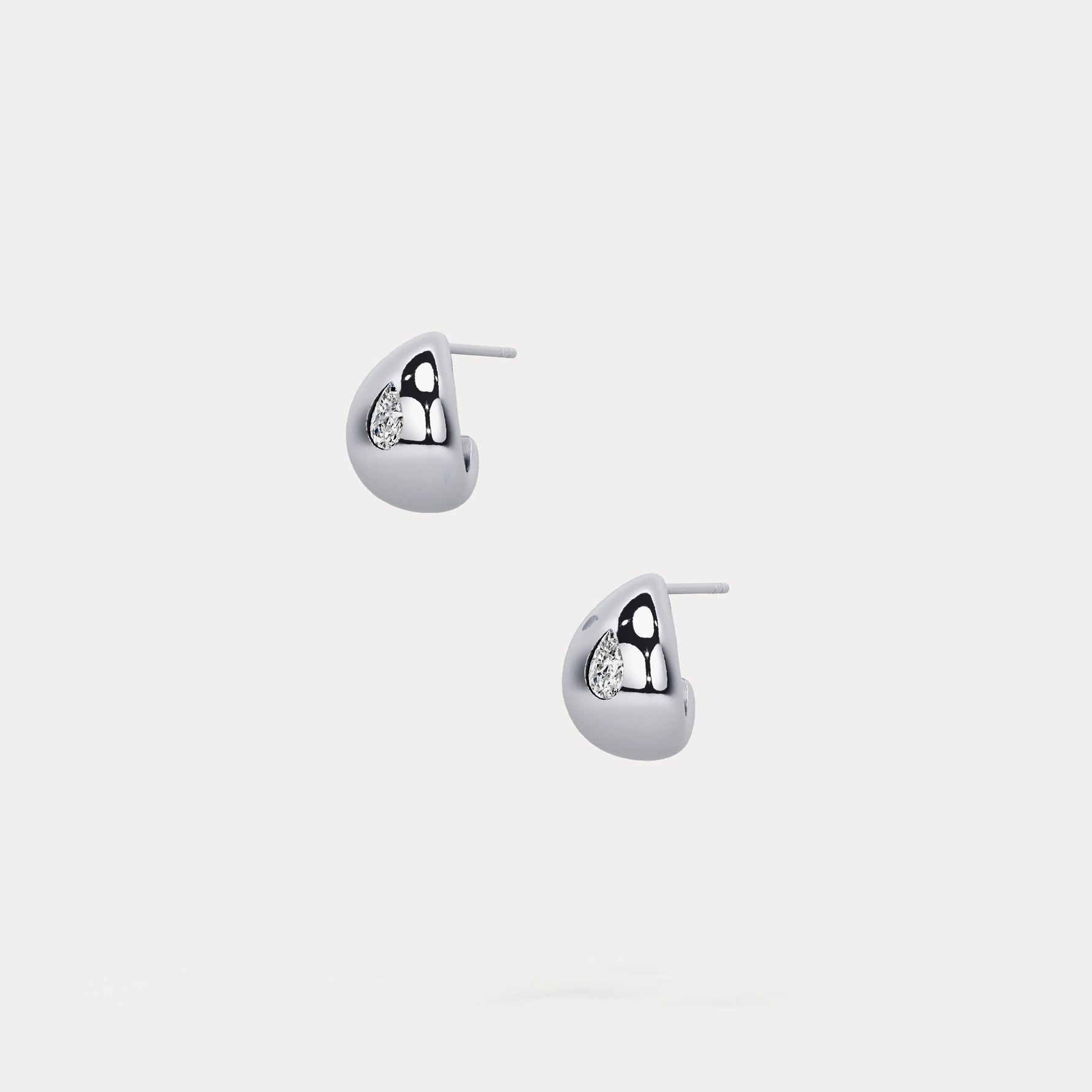 Pear Lab - Grown Diamond Sculptural Huggie Earrings in 925 Sterling Silver - Earrings