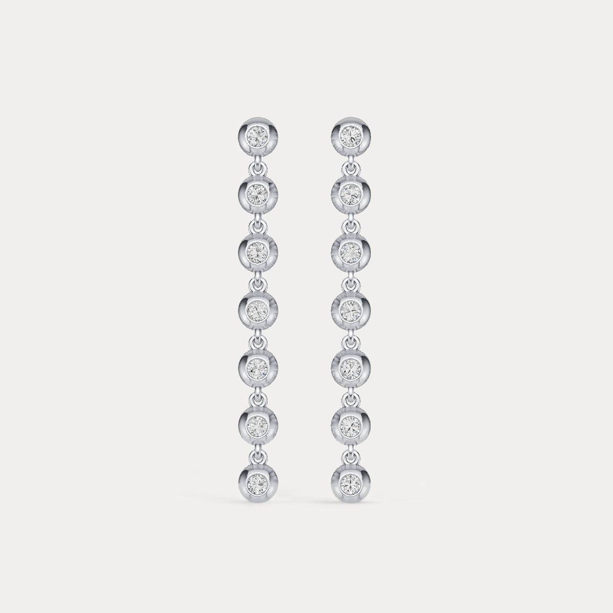 0.5 CTW Bezel Set 7 Round Lab - Grown Diamond Drop Earrings in Sterling Silver - Earrings