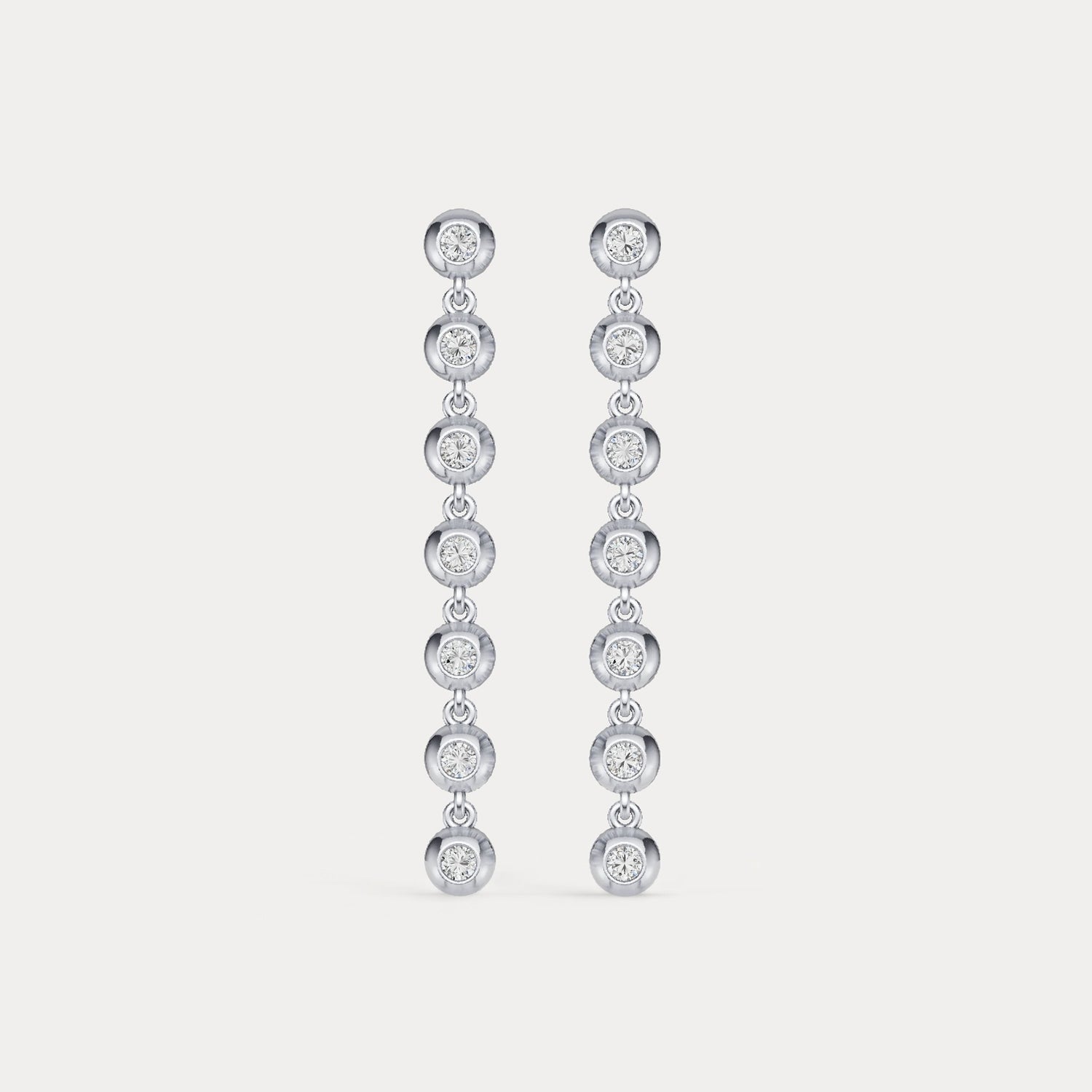 0.5 CTW Bezel Set 7 Round Lab - Grown Diamond Drop Earrings in Sterling Silver - Earrings