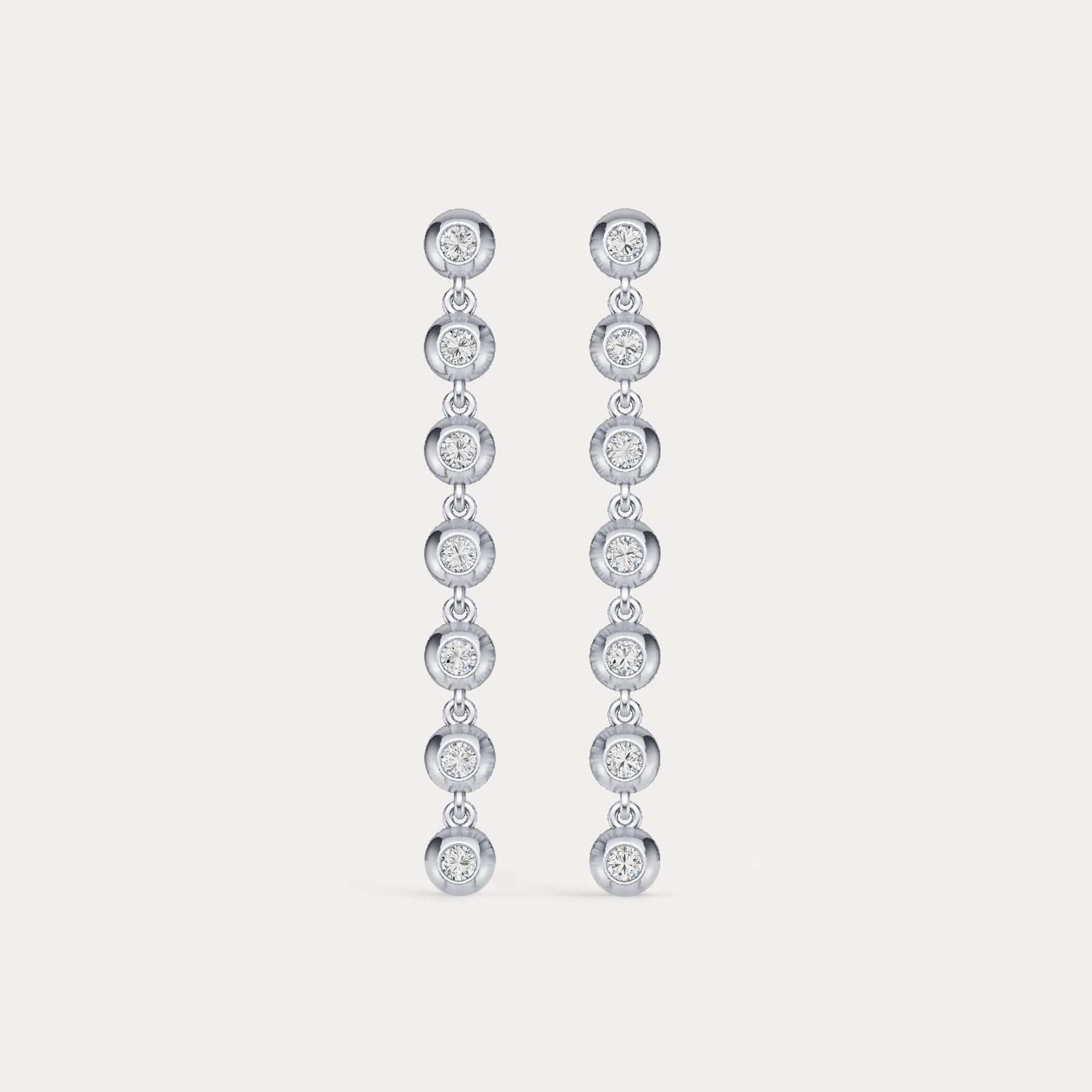 0.5 CTW Bezel Set 7 Round Lab - Grown Diamond Drop Earrings in Sterling Silver - Earrings