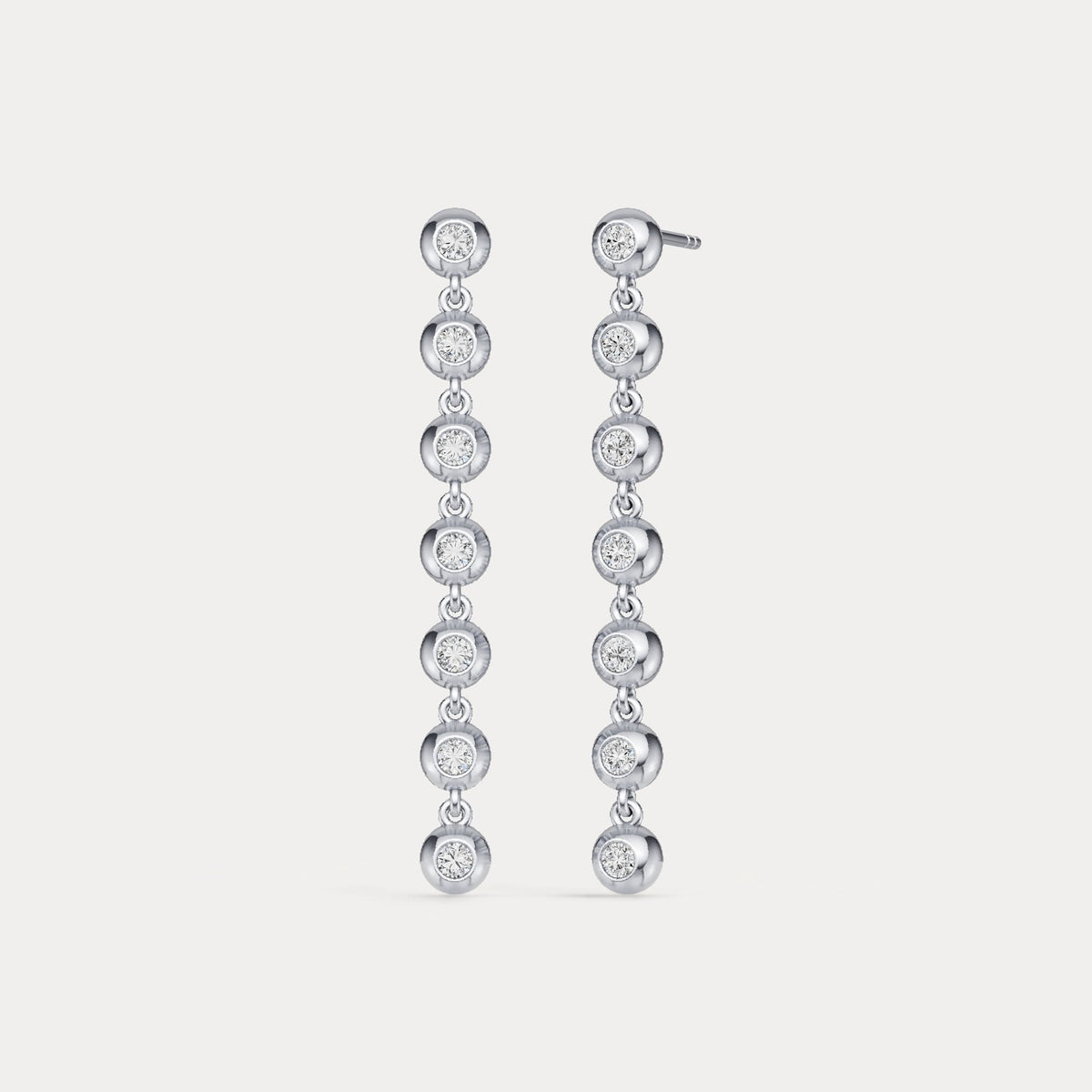 0.5 CTW Bezel Set 7 Round Lab - Grown Diamond Drop Earrings in Sterling Silver - Earrings