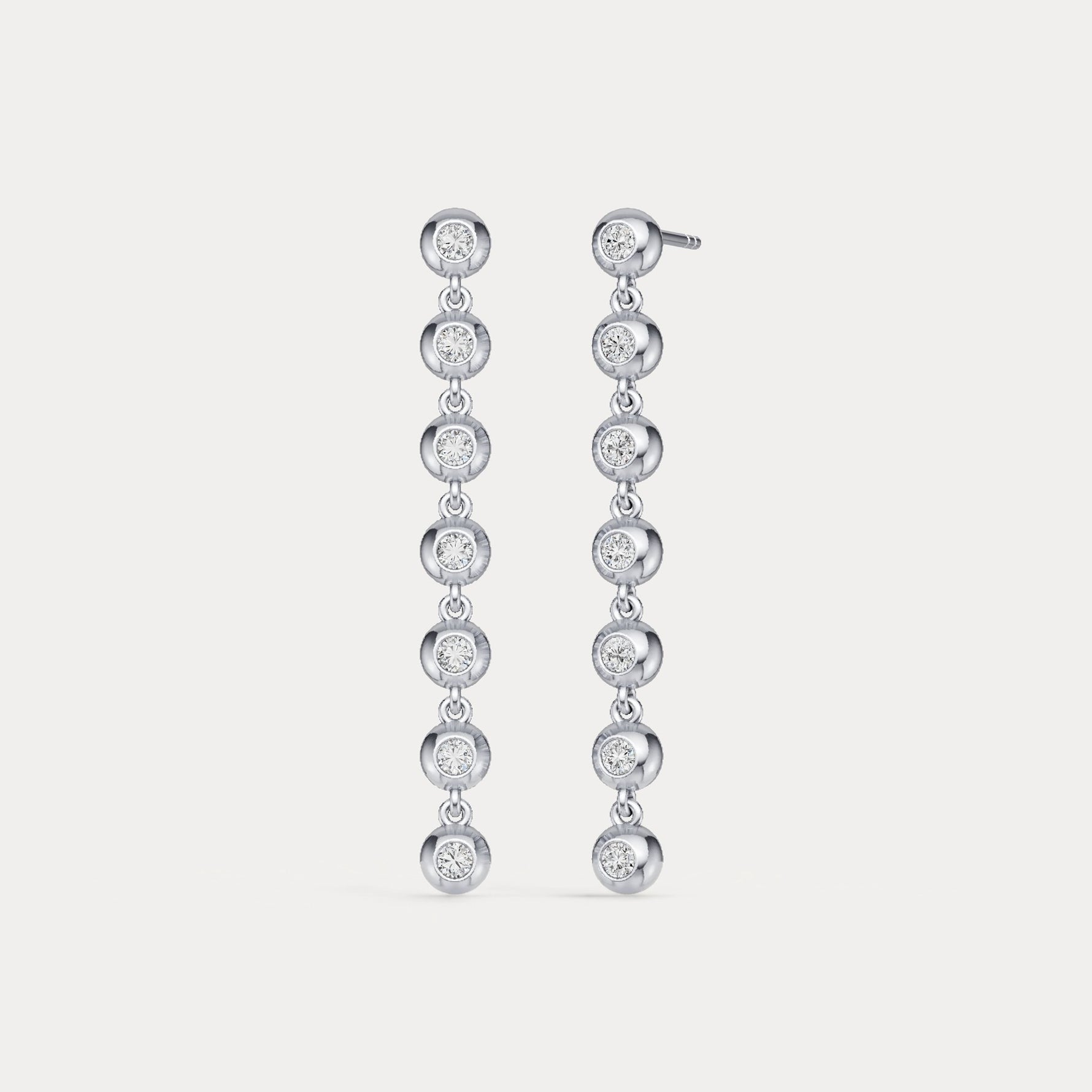 0.5 CTW Bezel Set 7 Round Lab - Grown Diamond Drop Earrings in Sterling Silver - Earrings
