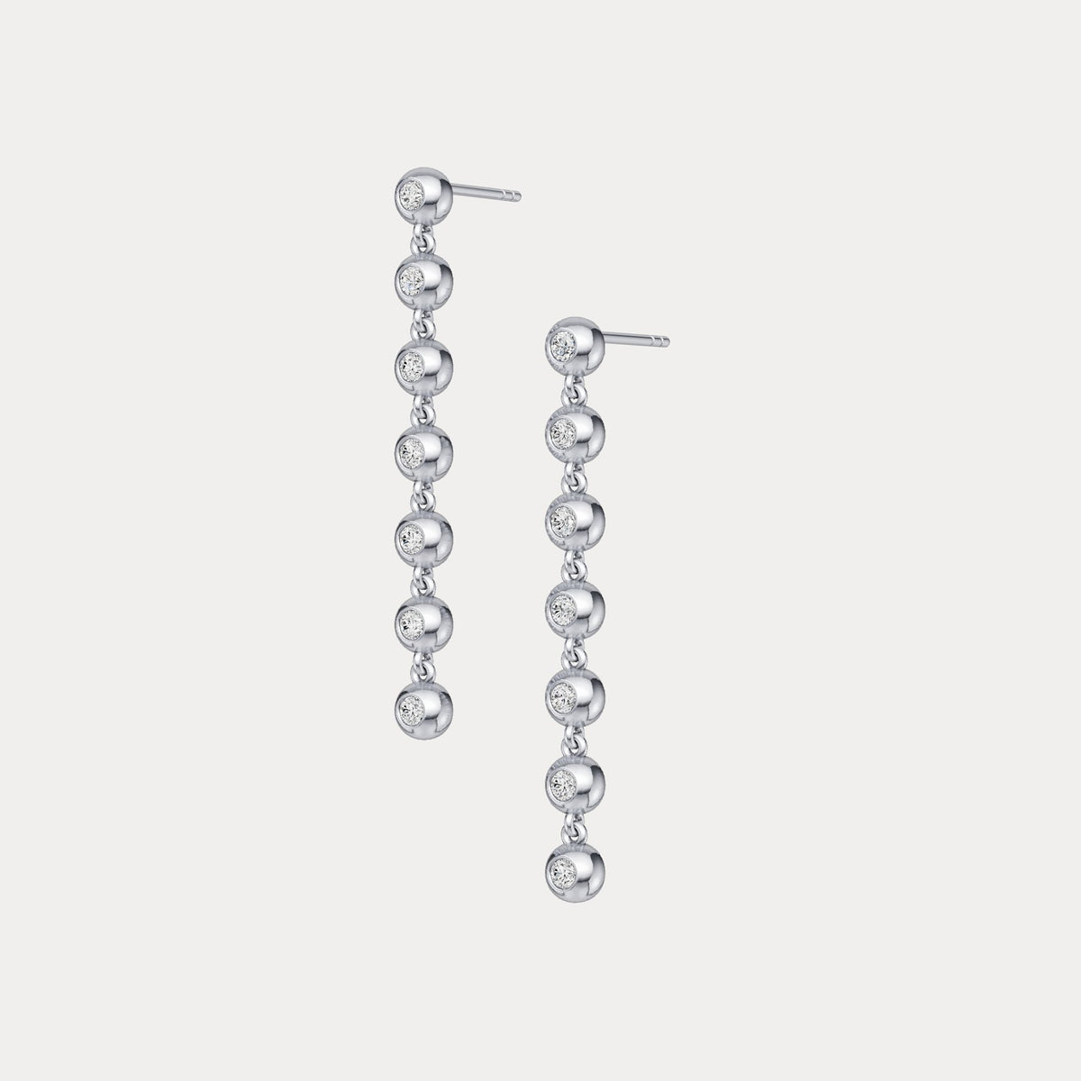 0.5 CTW Bezel Set 7 Round Lab - Grown Diamond Drop Earrings in Sterling Silver - Earrings