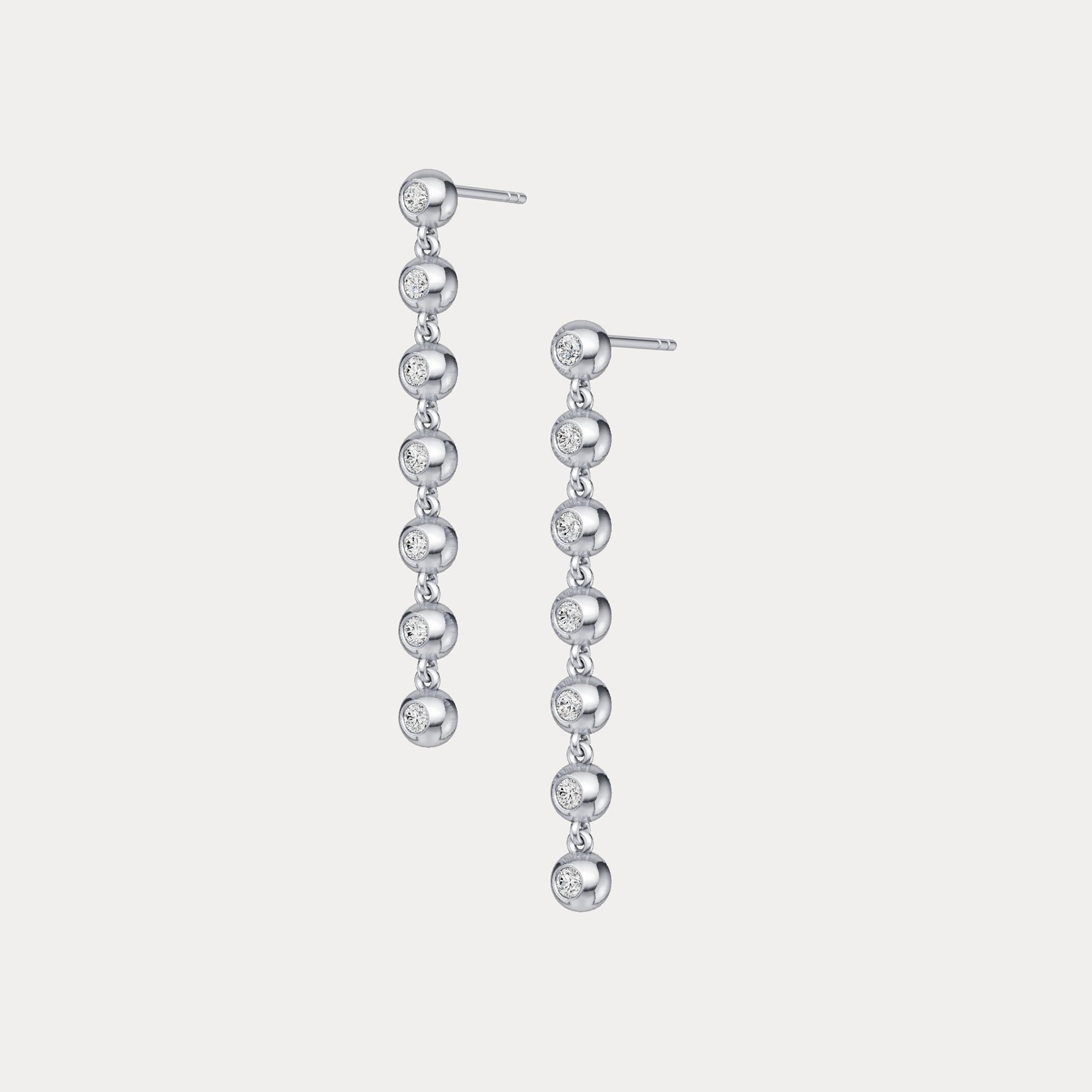 0.5 CTW Bezel Set 7 Round Lab - Grown Diamond Drop Earrings in Sterling Silver - Earrings