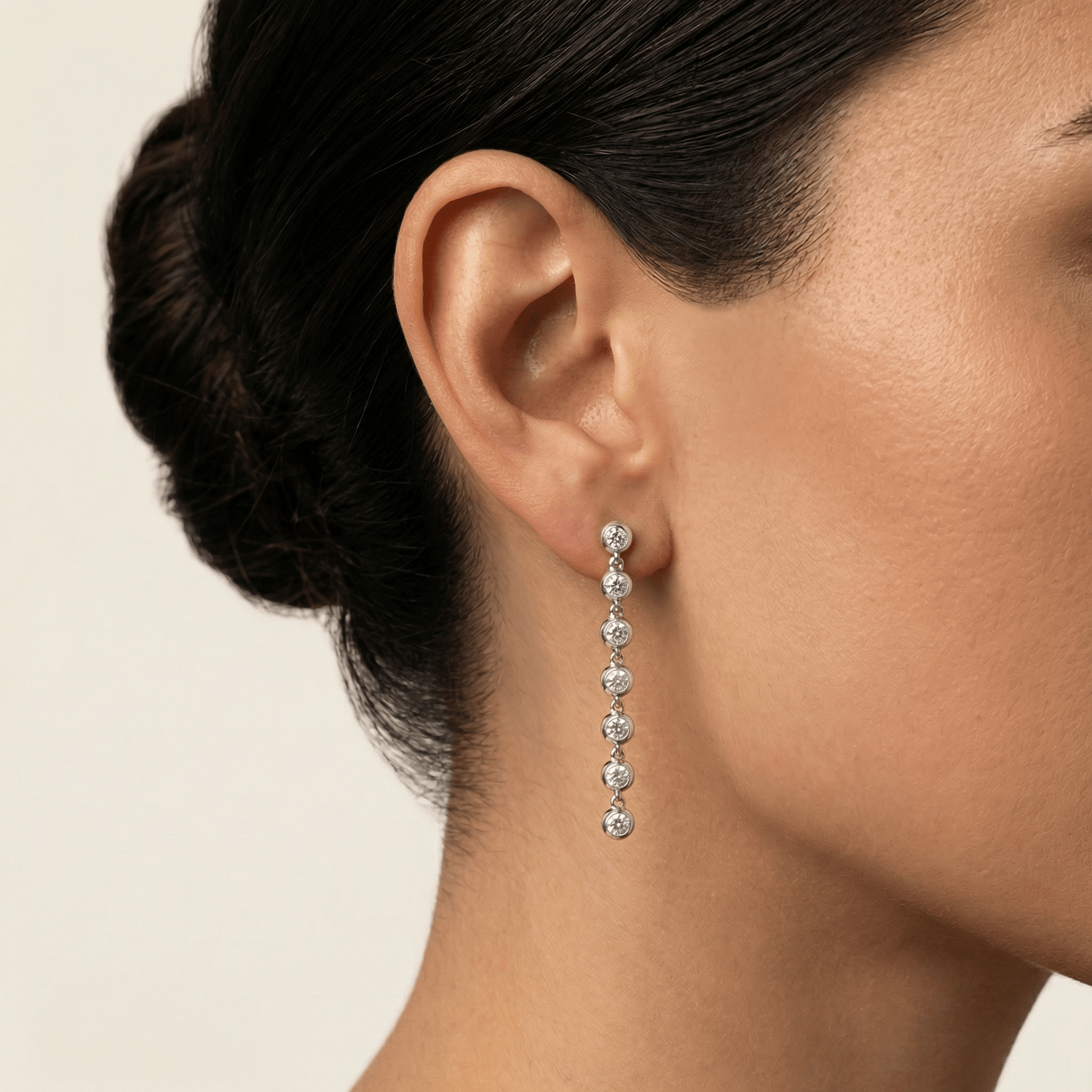 0.5 CTW Bezel Set 7 Round Lab - Grown Diamond Drop Earrings in Sterling Silver - Earrings