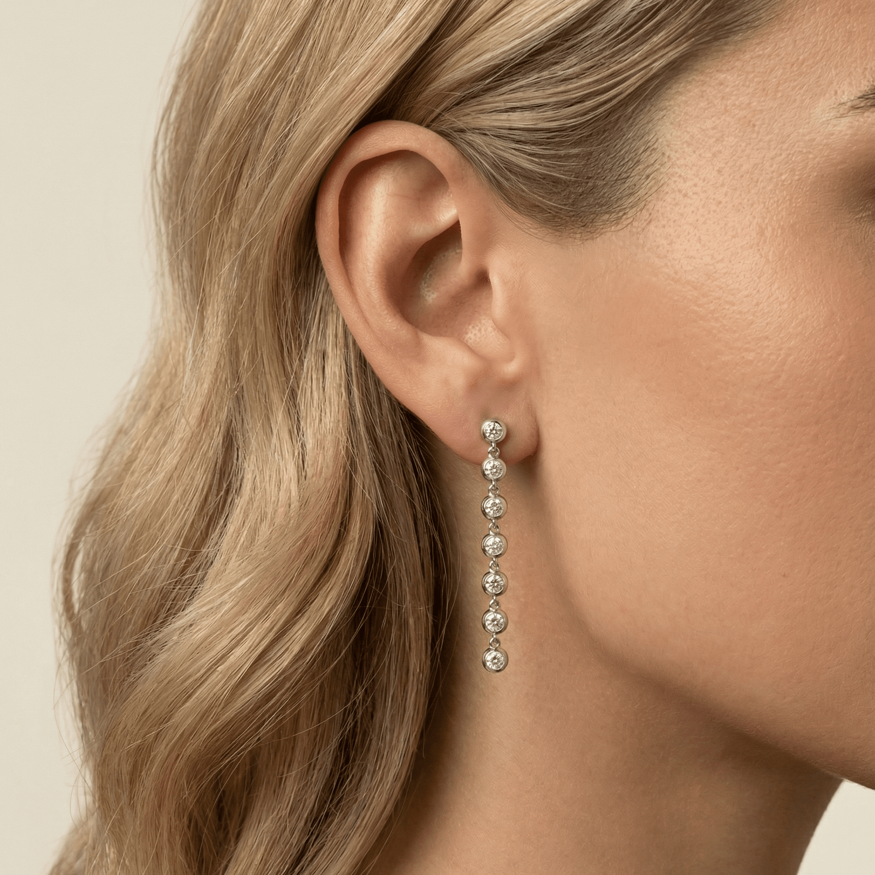 0.5 CTW Bezel Set 7 Round Lab - Grown Diamond Drop Earrings in Sterling Silver - Earrings