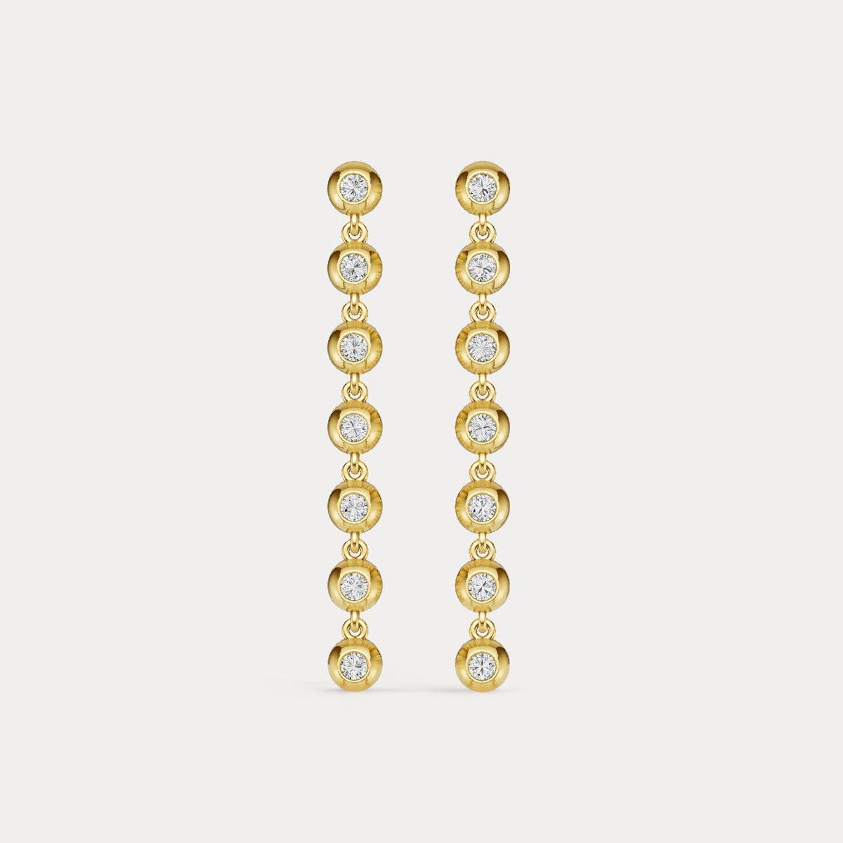 0.5 CTW Bezel Set 7 Round Lab - Grown Diamond Drop Earrings in Sterling Silver - Earrings