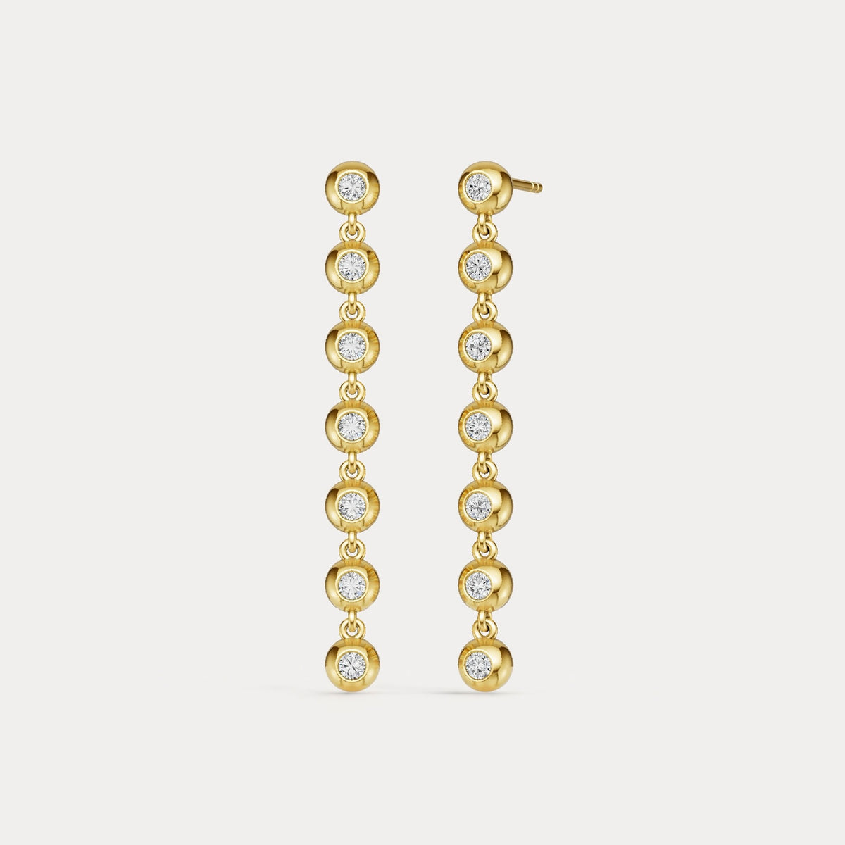0.5 CTW Bezel Set 7 Round Lab - Grown Diamond Drop Earrings in Sterling Silver - Earrings