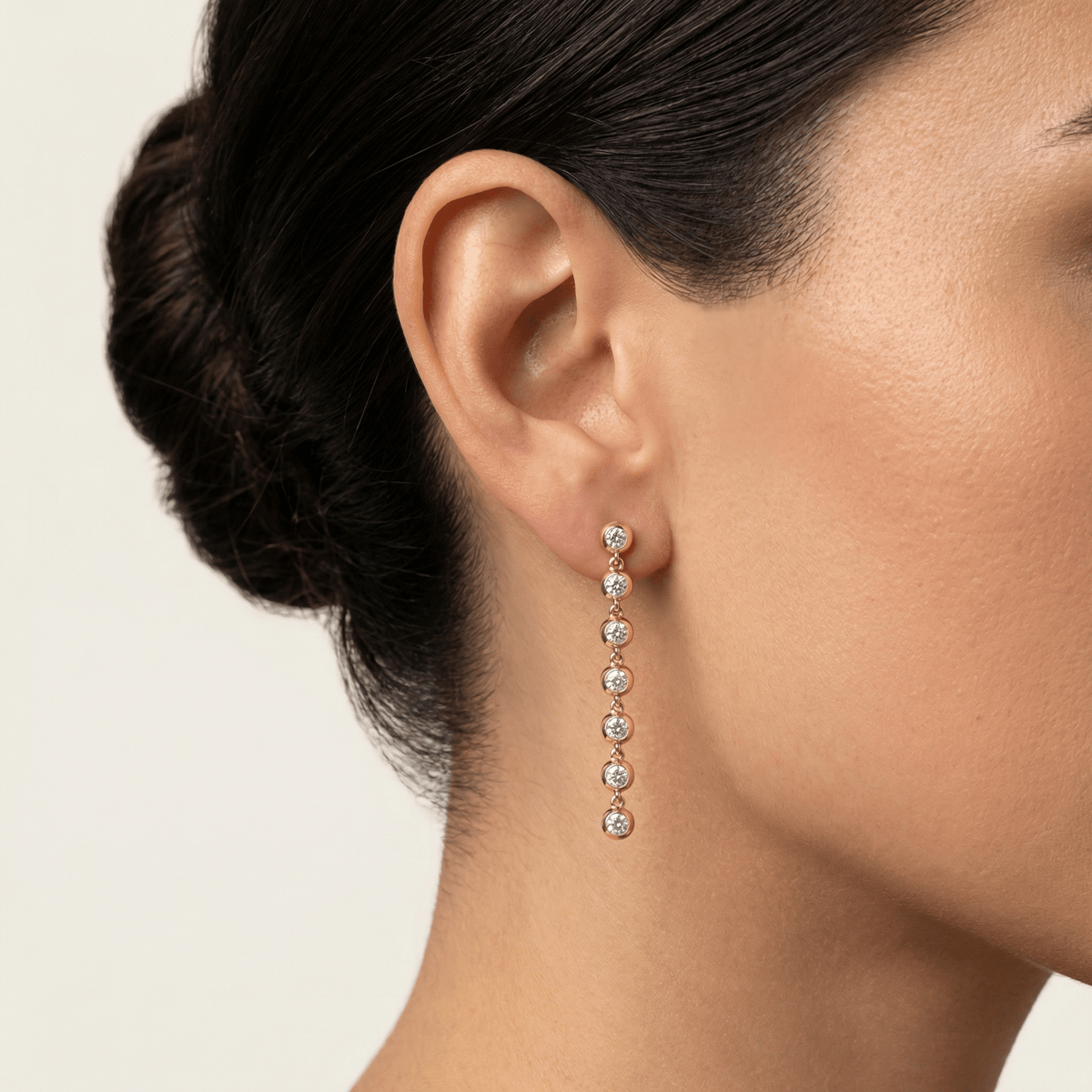 0.5 CTW Bezel Set 7 Round Lab - Grown Diamond Drop Earrings in Sterling Silver - Earrings