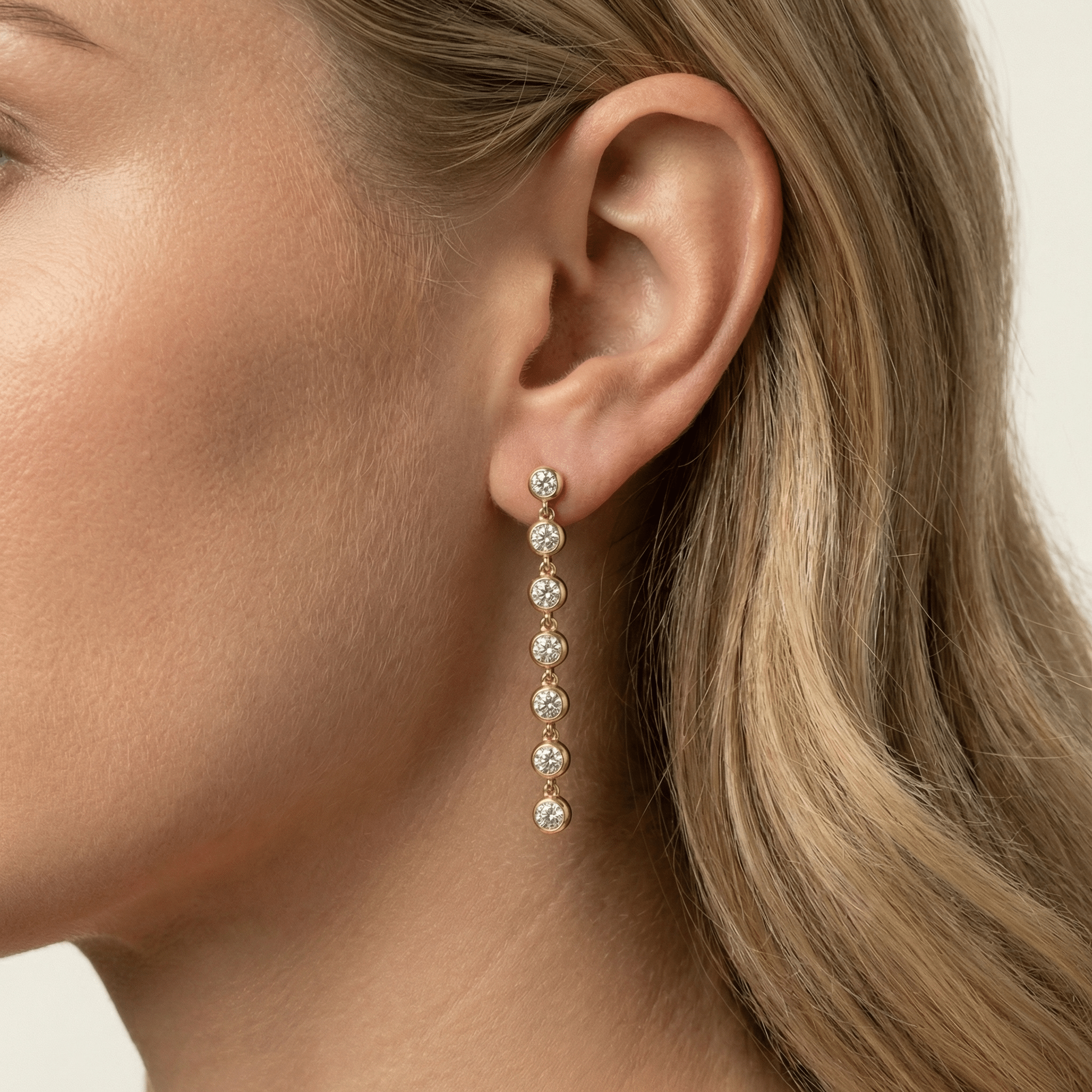 0.5 CTW Bezel Set 7 Round Lab - Grown Diamond Drop Earrings in Sterling Silver - Earrings