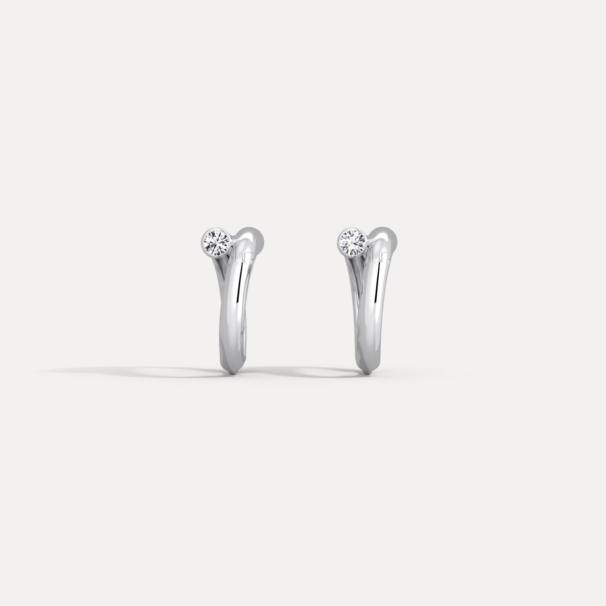 Bezel Set Lab - Grown Diamond Huggie Hoop Earrings in 925 Sterling Silver - Earrings
