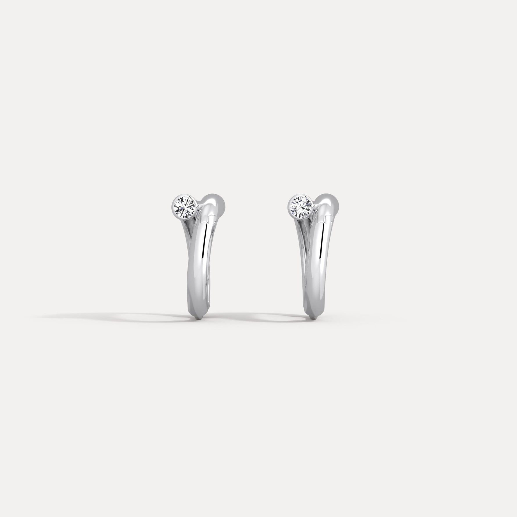 Bezel Set Lab - Grown Diamond Huggie Hoop Earrings in 925 Sterling Silver - Earrings