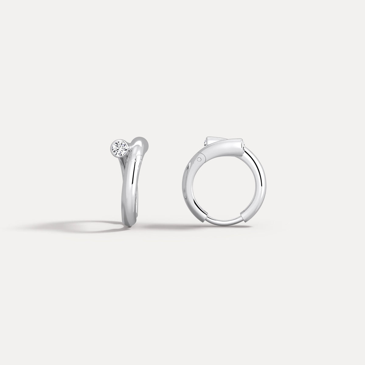Bezel Set Lab - Grown Diamond Huggie Hoop Earrings in 925 Sterling Silver - Earrings