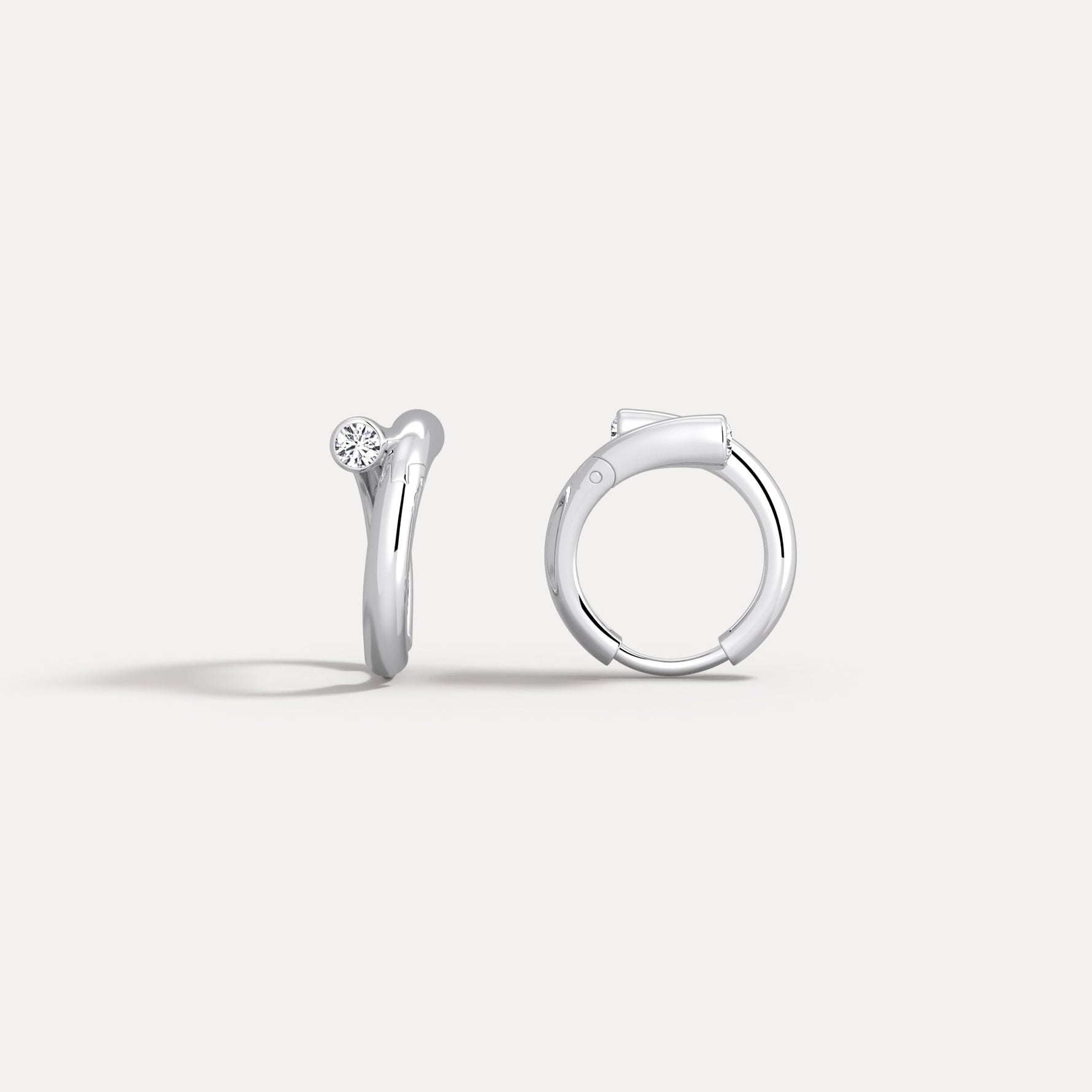 Bezel Set Lab - Grown Diamond Huggie Hoop Earrings in 925 Sterling Silver - Earrings