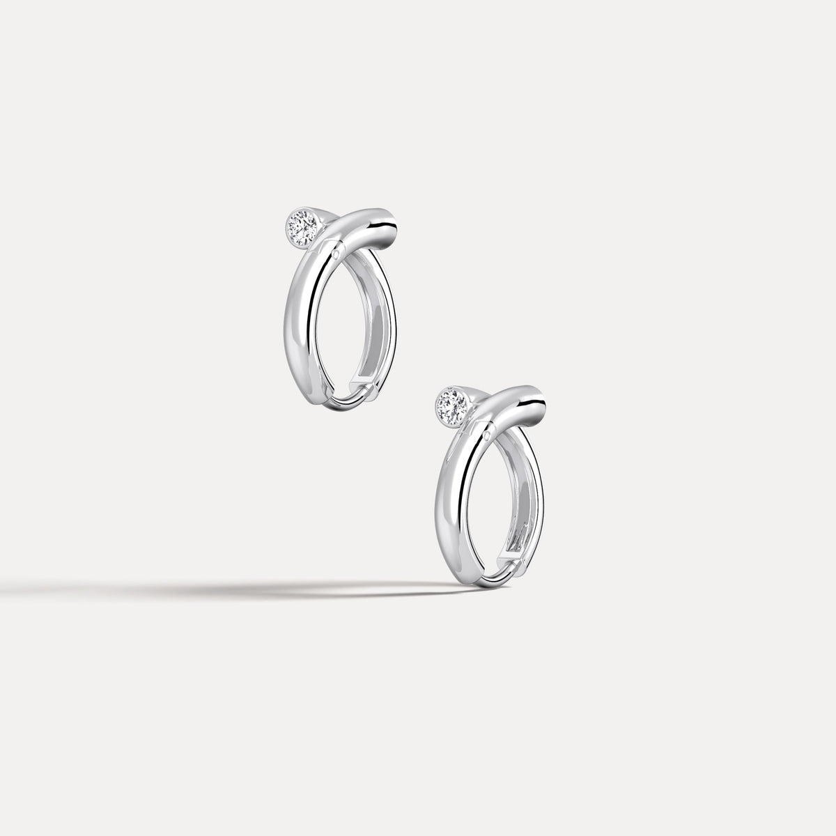 Bezel Set Lab - Grown Diamond Huggie Hoop Earrings in 925 Sterling Silver - Earrings