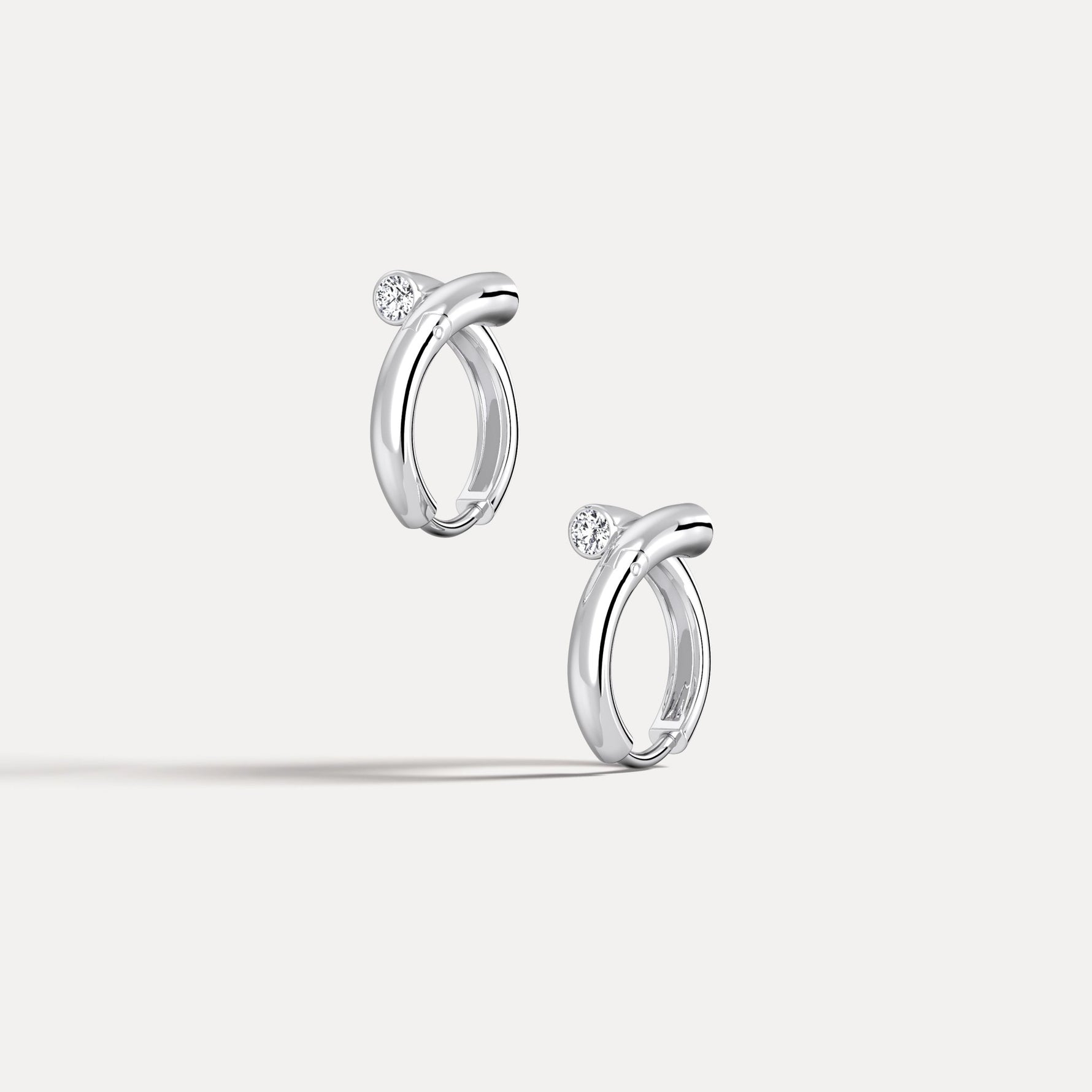Bezel Set Lab - Grown Diamond Huggie Hoop Earrings in 925 Sterling Silver - Earrings