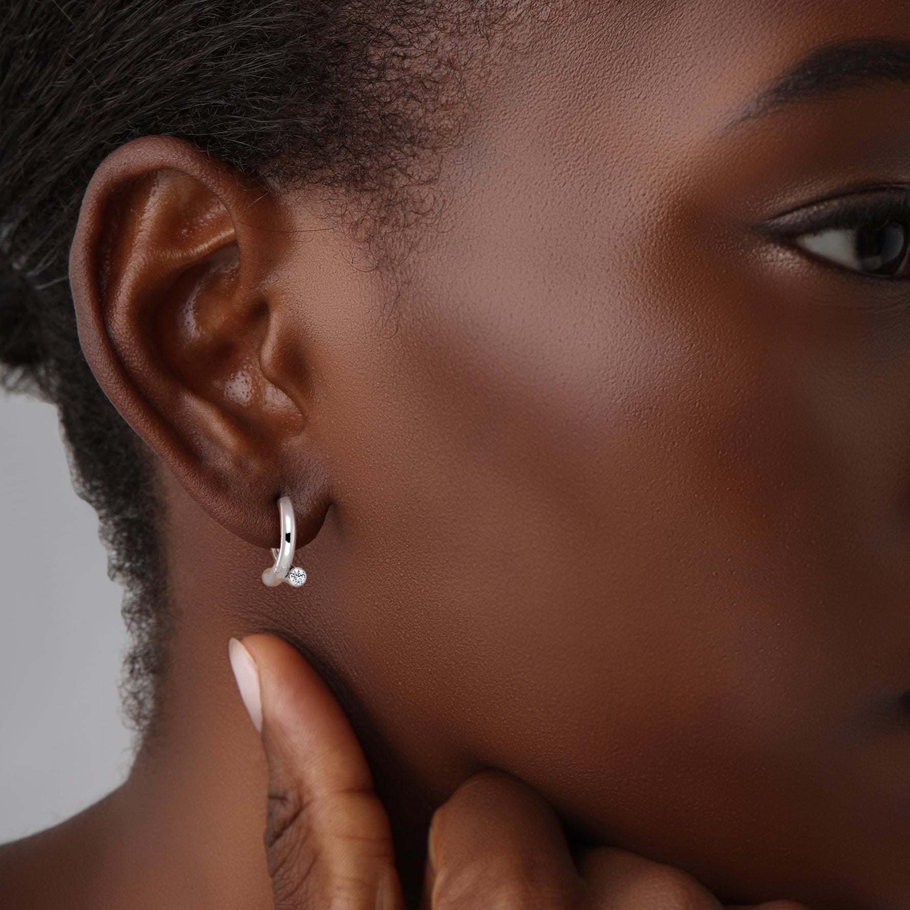 Bezel Set Lab - Grown Diamond Huggie Hoop Earrings in 925 Sterling Silver - Earrings
