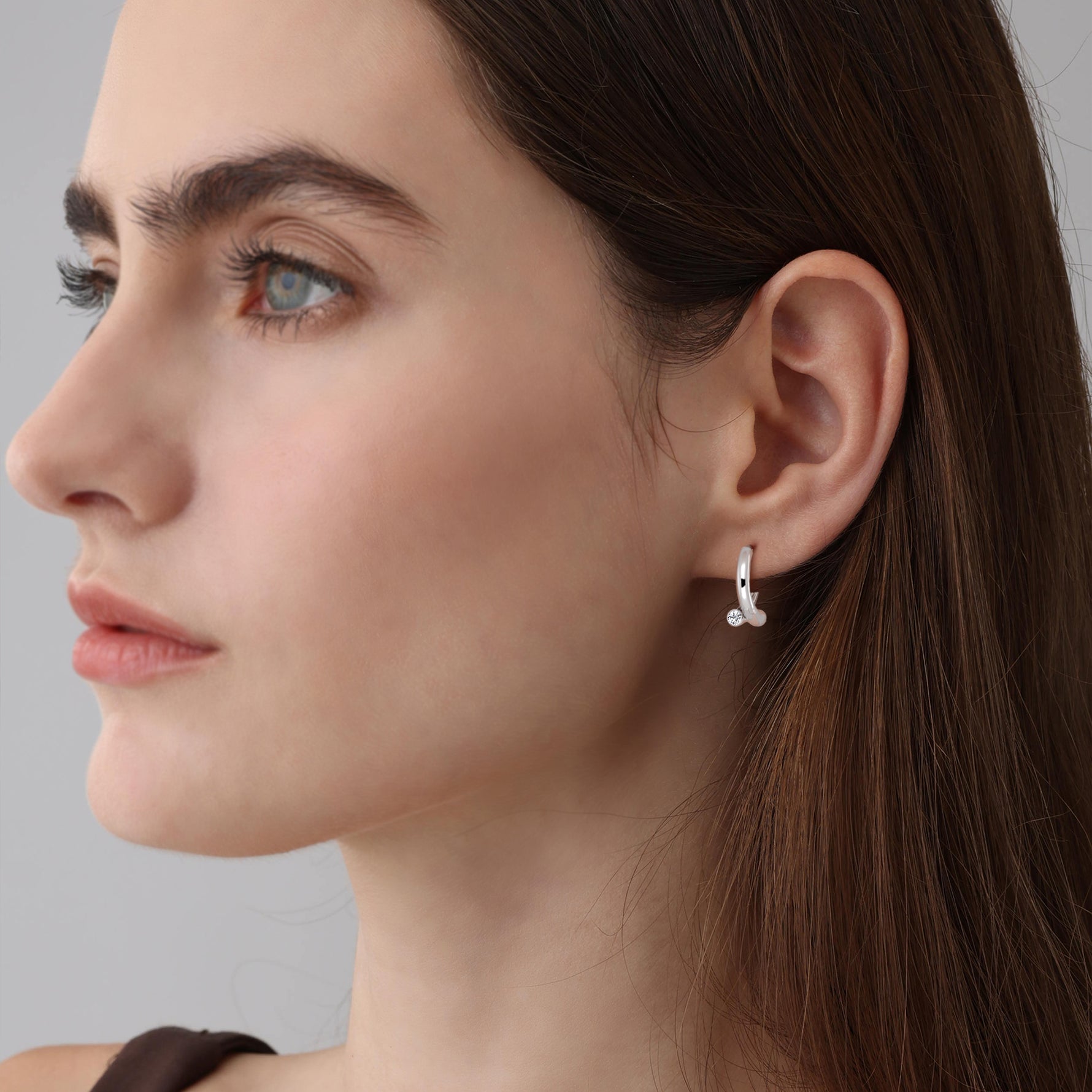 Bezel Set Lab - Grown Diamond Huggie Hoop Earrings in 925 Sterling Silver - Earrings