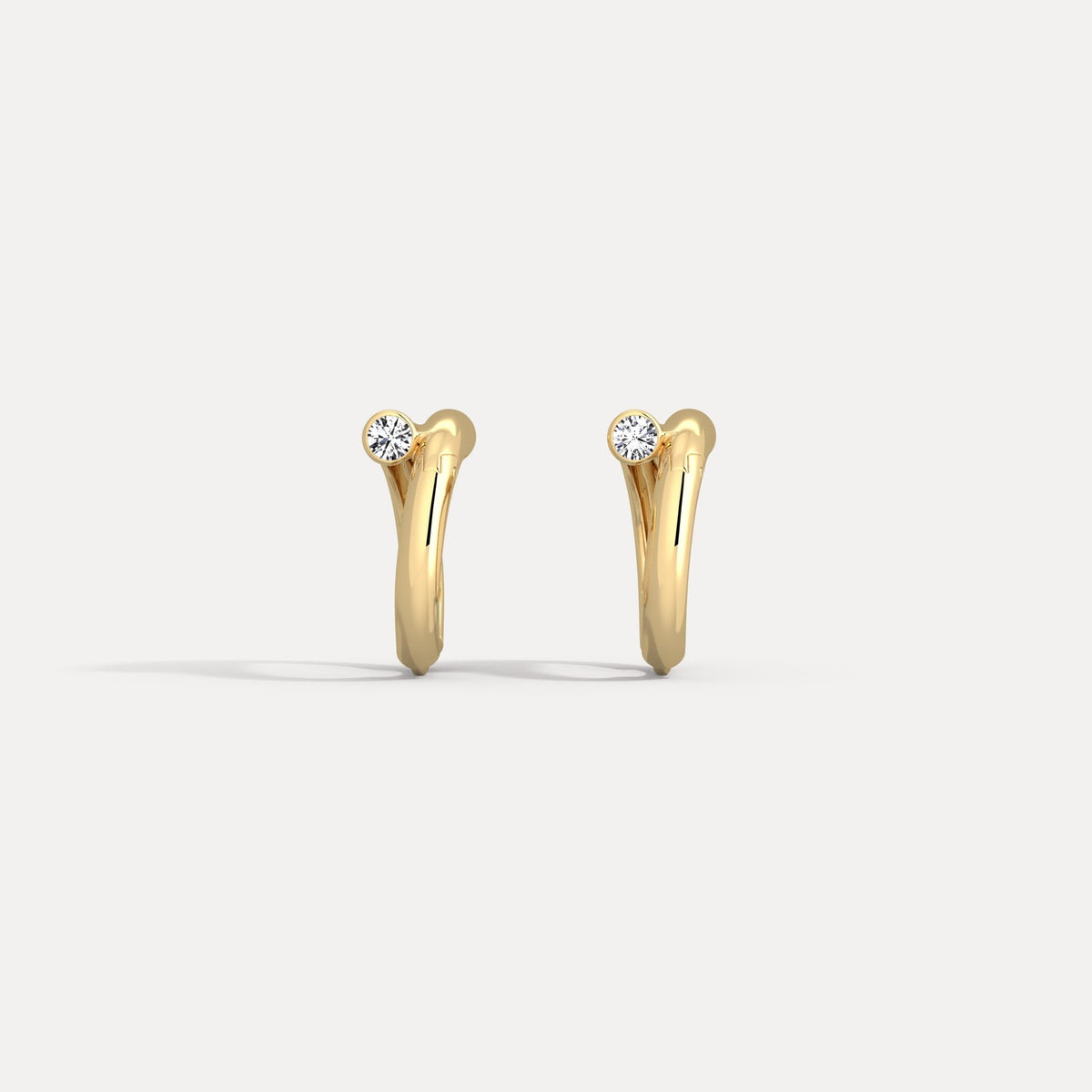 Bezel Set Lab - Grown Diamond Huggie Hoop Earrings in 925 Sterling Silver - Earrings