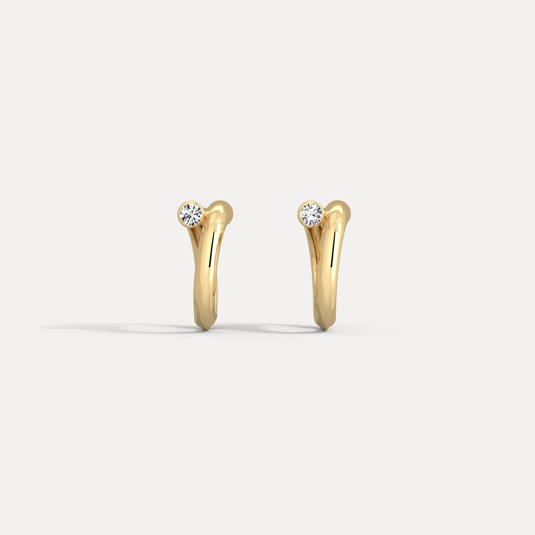 Bezel Set Lab - Grown Diamond Huggie Hoop Earrings in 925 Sterling Silver - Earrings