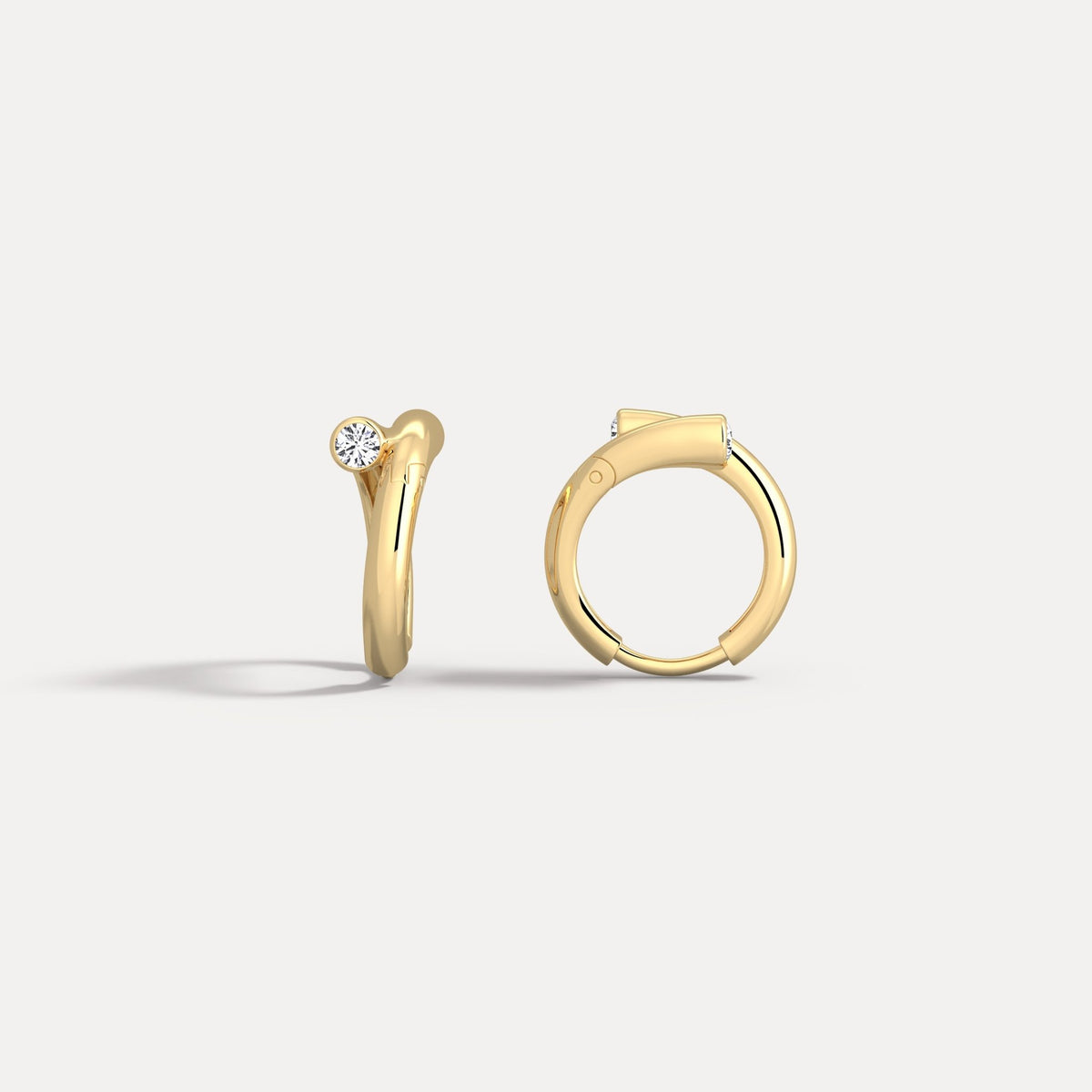 Bezel Set Lab - Grown Diamond Huggie Hoop Earrings in 925 Sterling Silver - Earrings