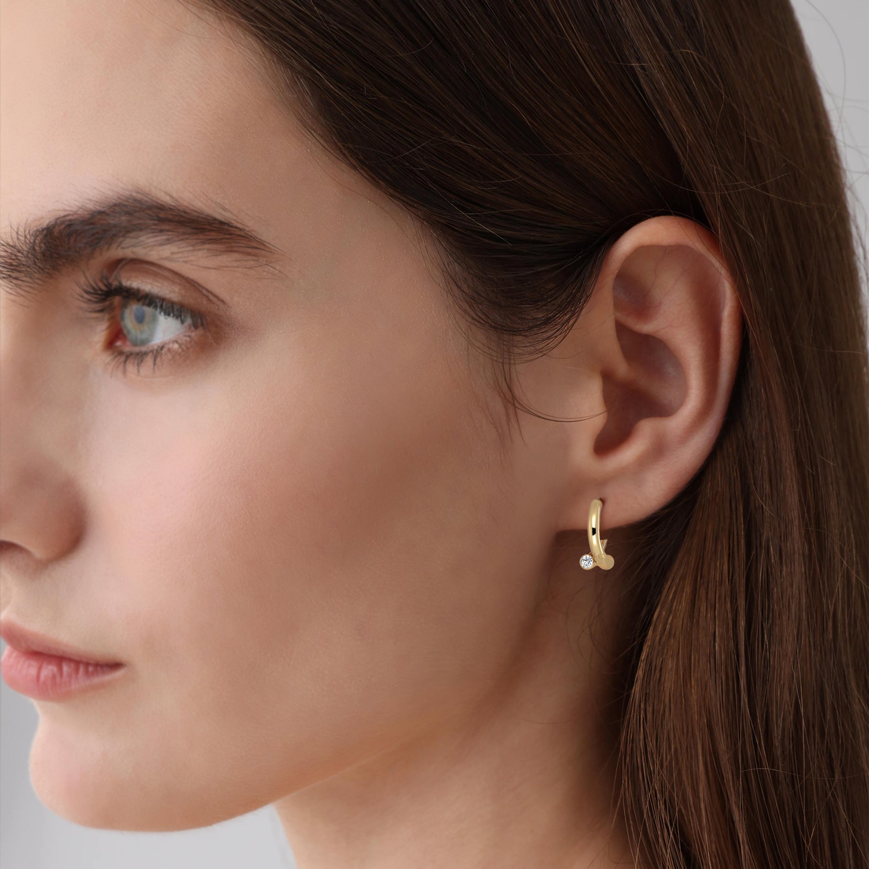 Bezel Set Lab - Grown Diamond Huggie Hoop Earrings in 925 Sterling Silver - Earrings