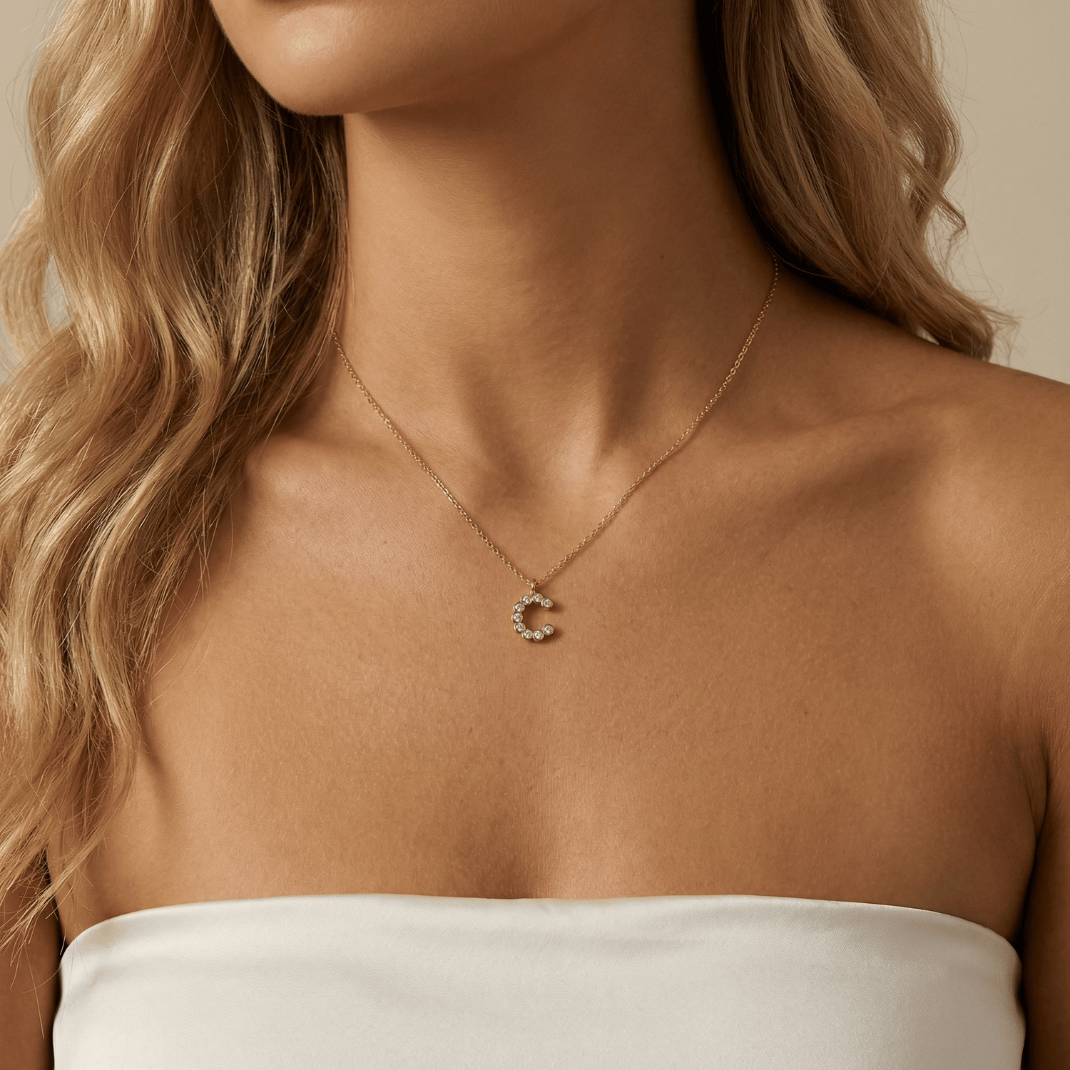 Letter C Initial Necklace Bubble Pendant - Necklaces