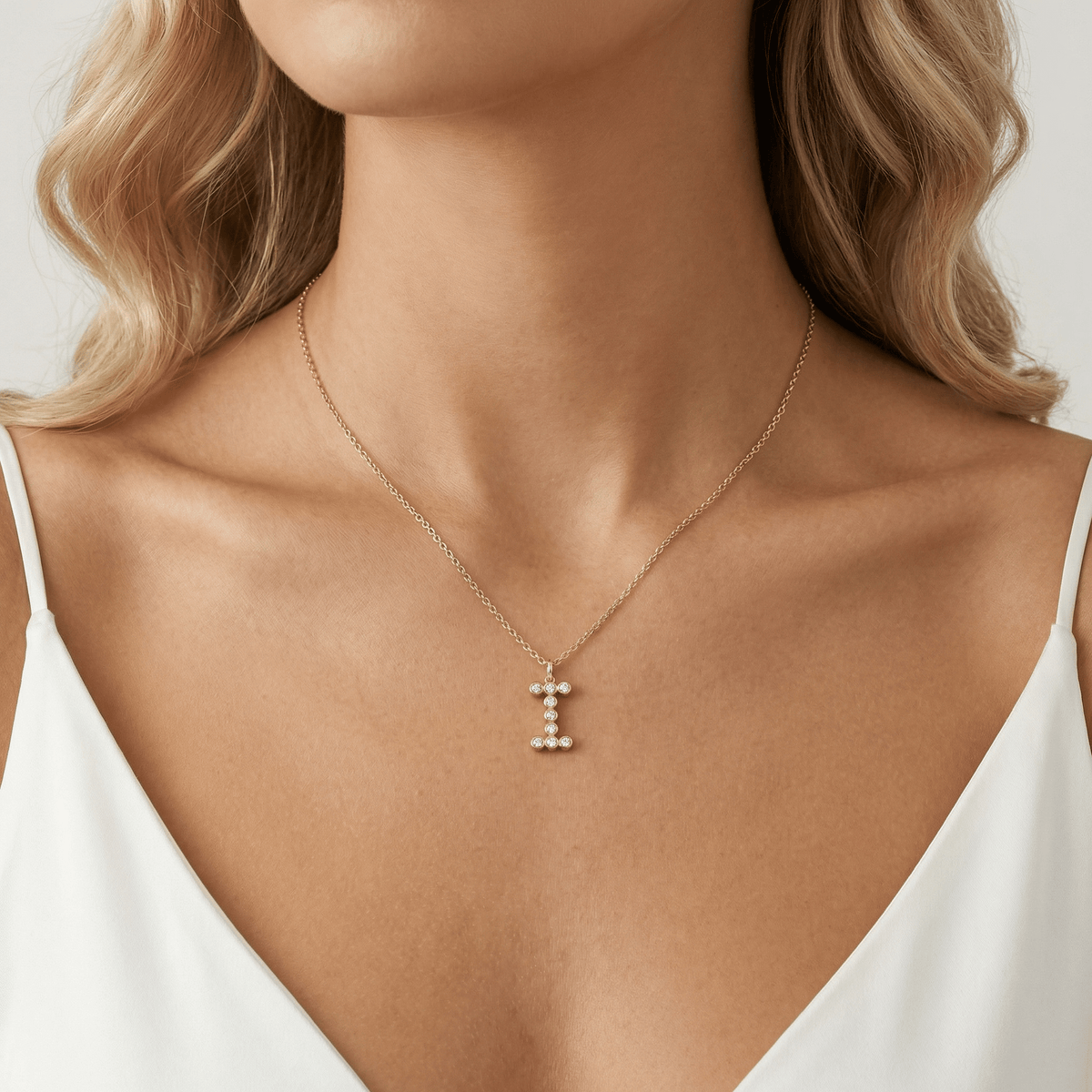 Letter I Initial Necklace Bubble Pendant - Necklaces