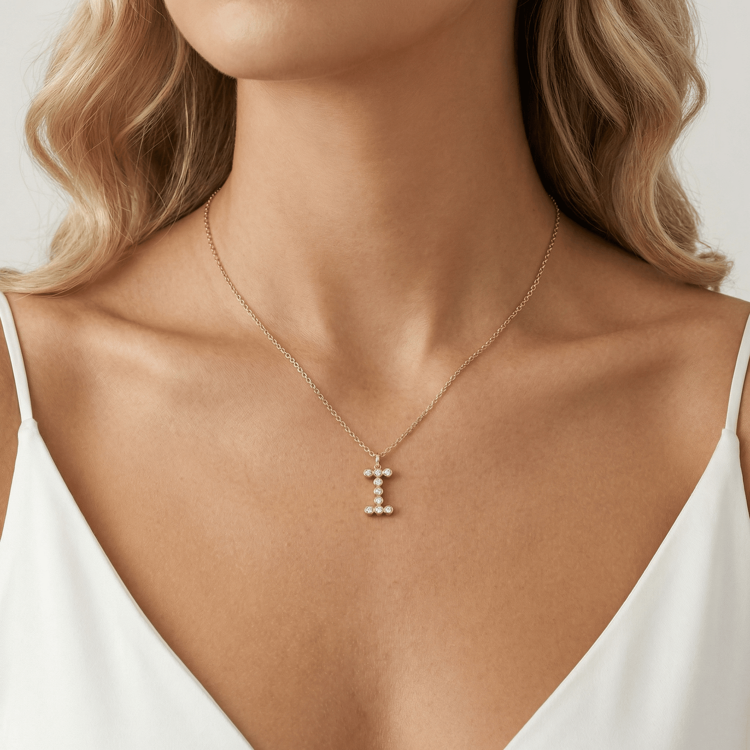 Letter I Initial Necklace Bubble Pendant - Necklaces