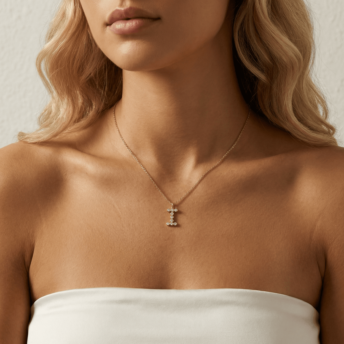 Letter I Initial Necklace Bubble Pendant - Necklaces