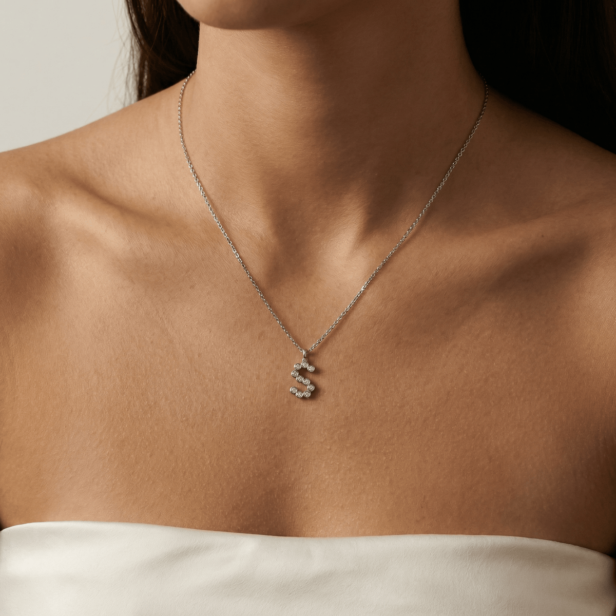 Letter S Initial Necklace Bubble Pendant - Necklaces