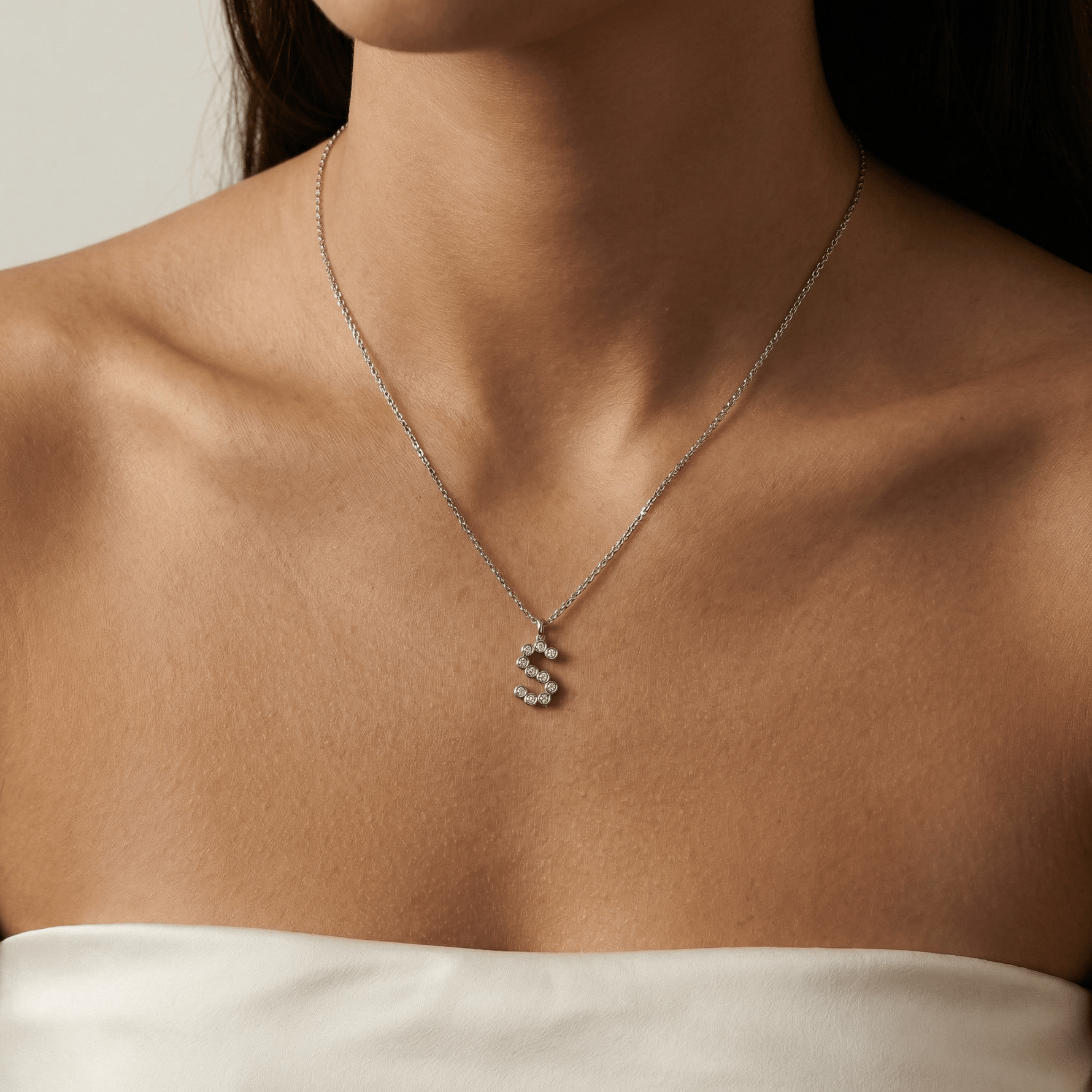 Letter S Initial Necklace Bubble Pendant - Necklaces