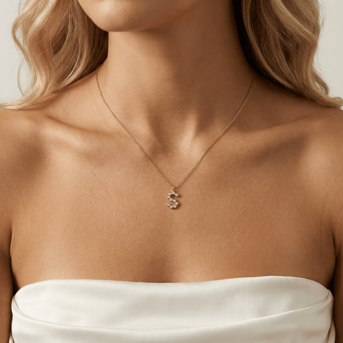 Letter S Initial Necklace Bubble Pendant - Necklaces