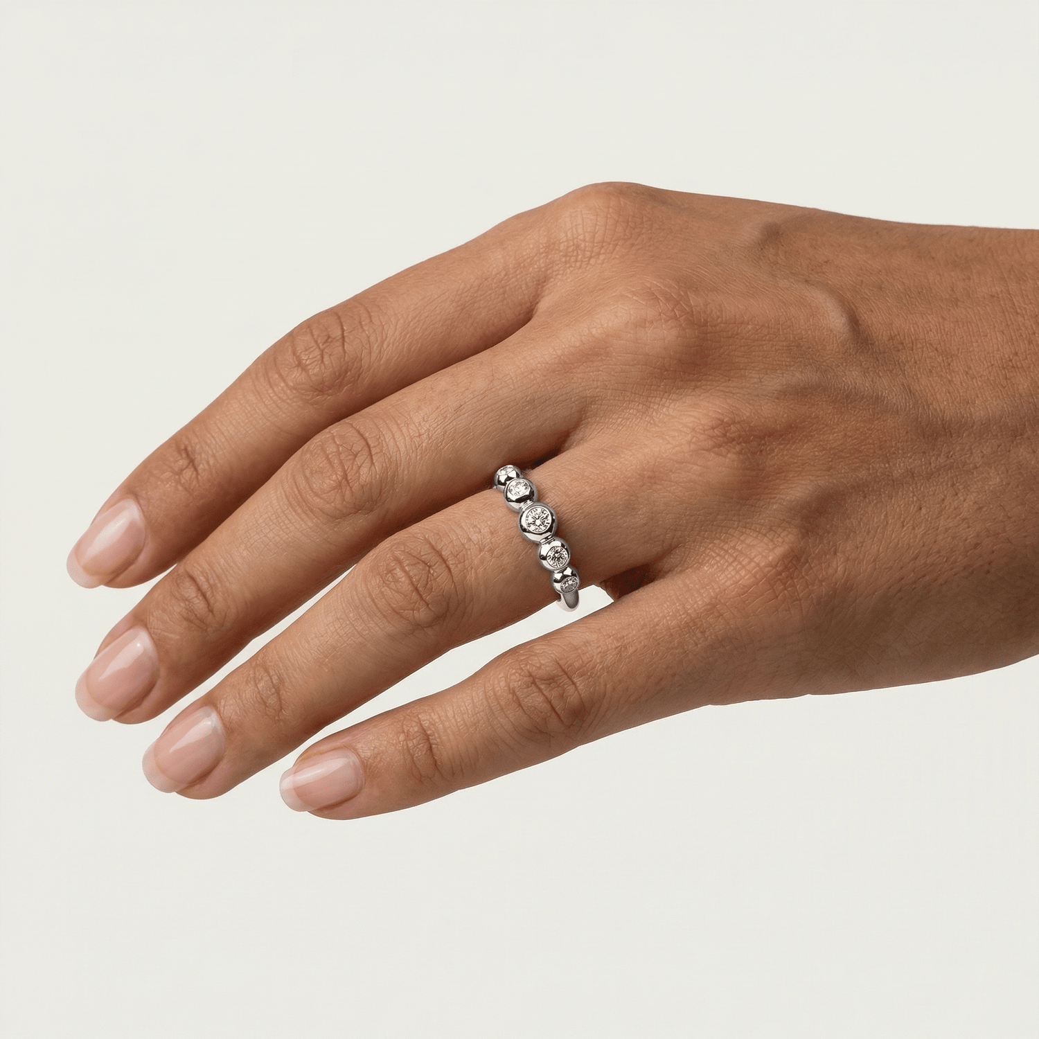 Lab Diamond Bubble Ring in Sterling Silver - Rings