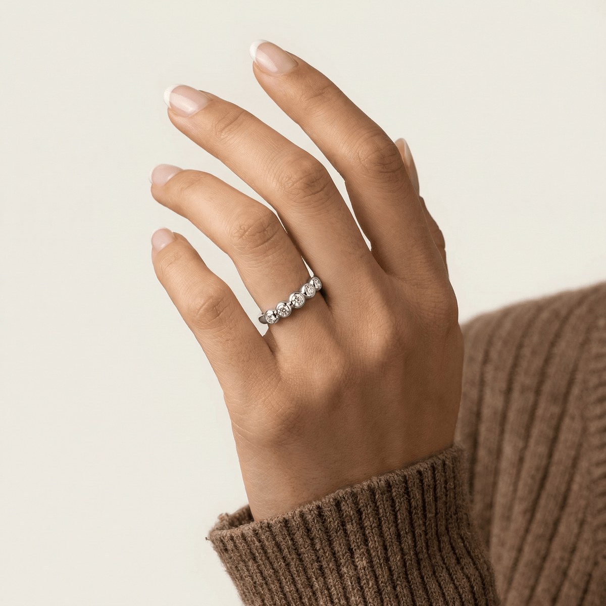 Lab Diamond Bubble Ring in Sterling Silver - Rings