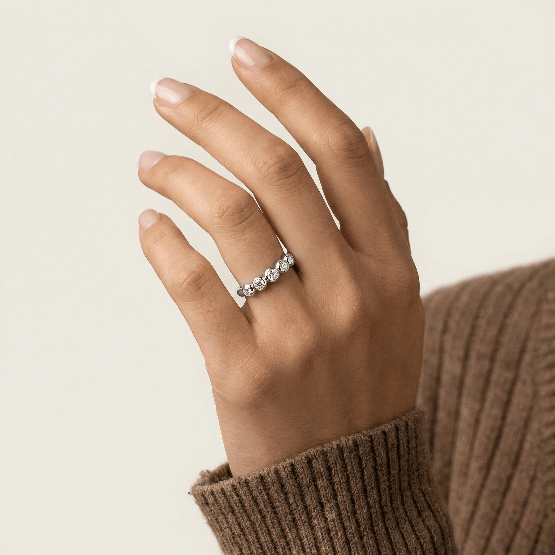 Lab Diamond Bubble Ring in Sterling Silver - Rings