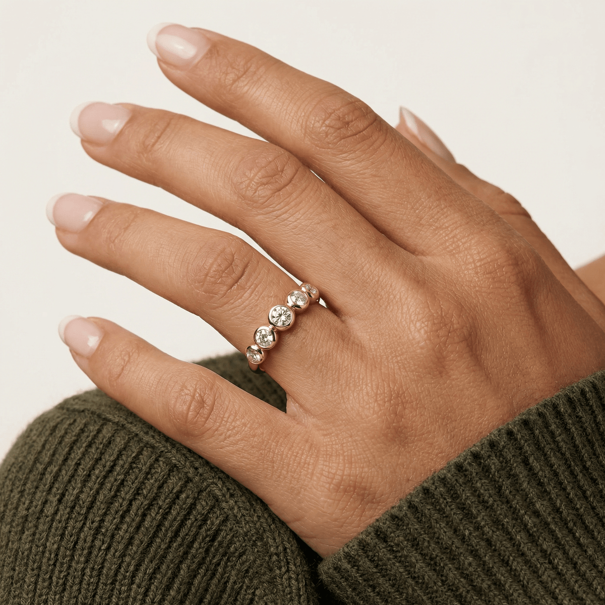 Lab Diamond Bubble Ring in Sterling Silver - Rings