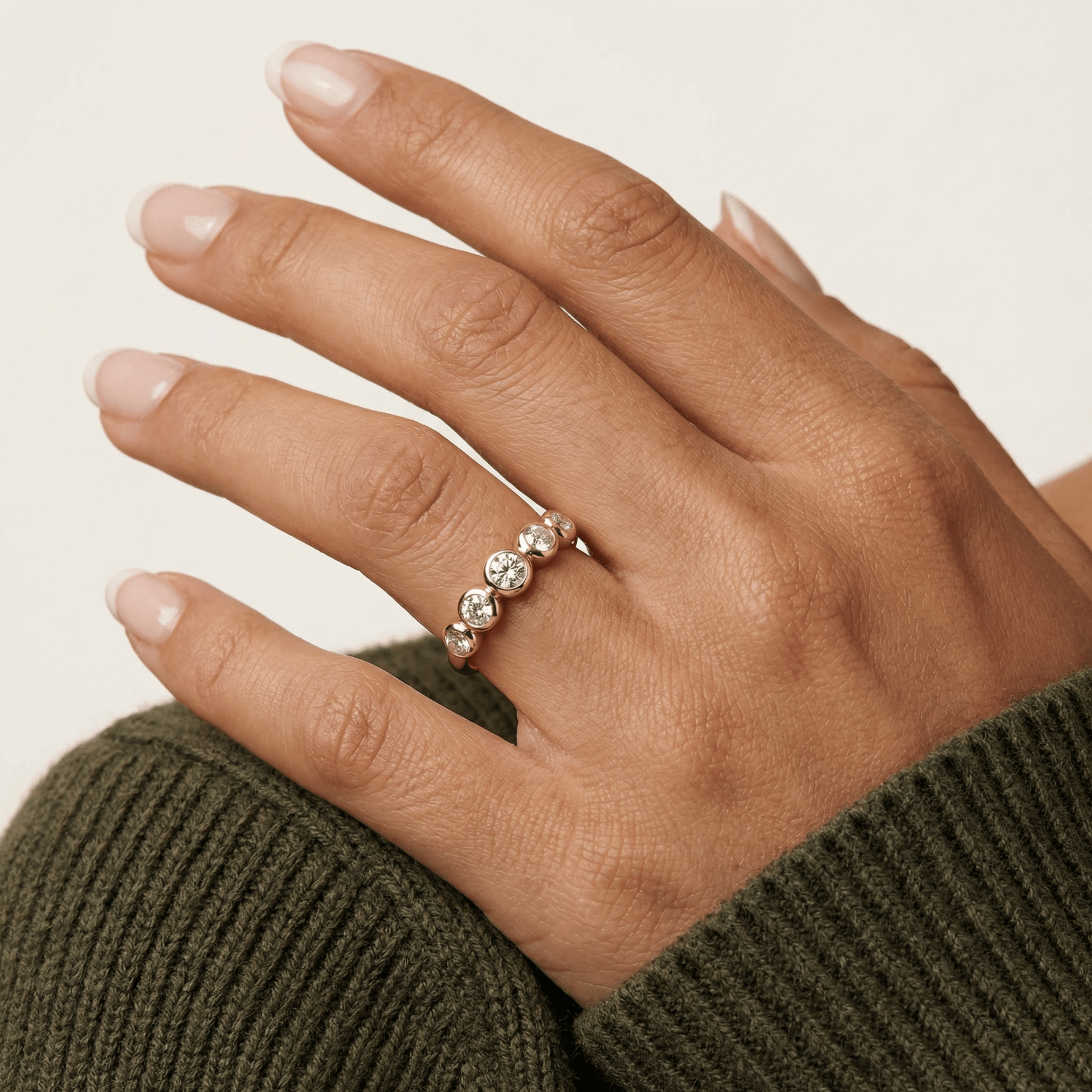 Lab Diamond Bubble Ring in Sterling Silver - Rings