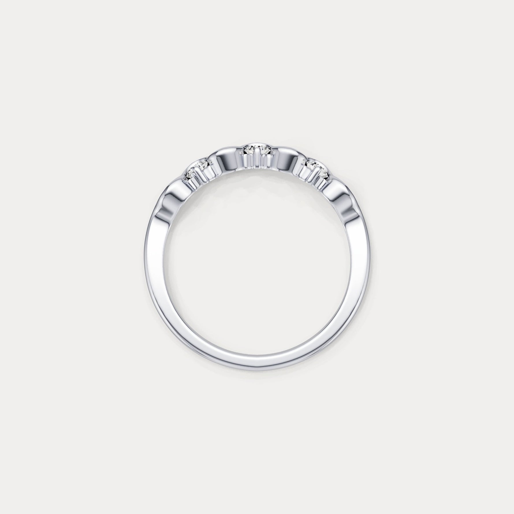Round Lab - Grown Diamond Wave Half Eternity Ring in Sterling Silver - Rings