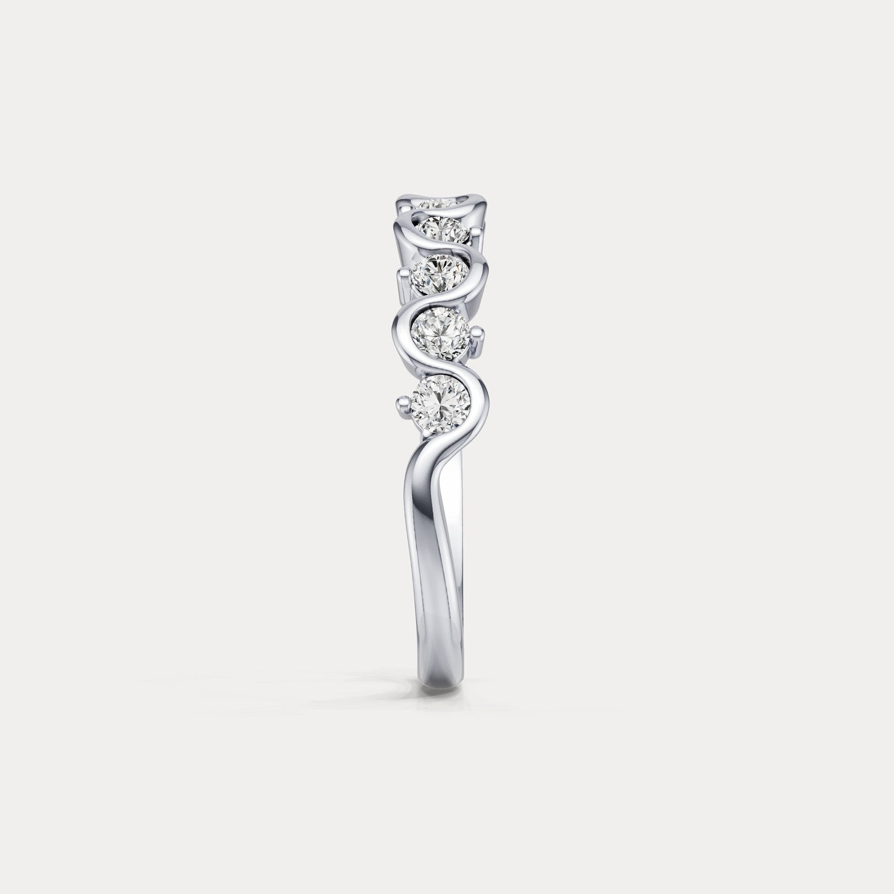 Round Lab - Grown Diamond Wave Half Eternity Ring in Sterling Silver - Rings
